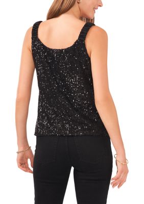 Free People Intimately Turn It On Womens Black Sequin Cami Tank