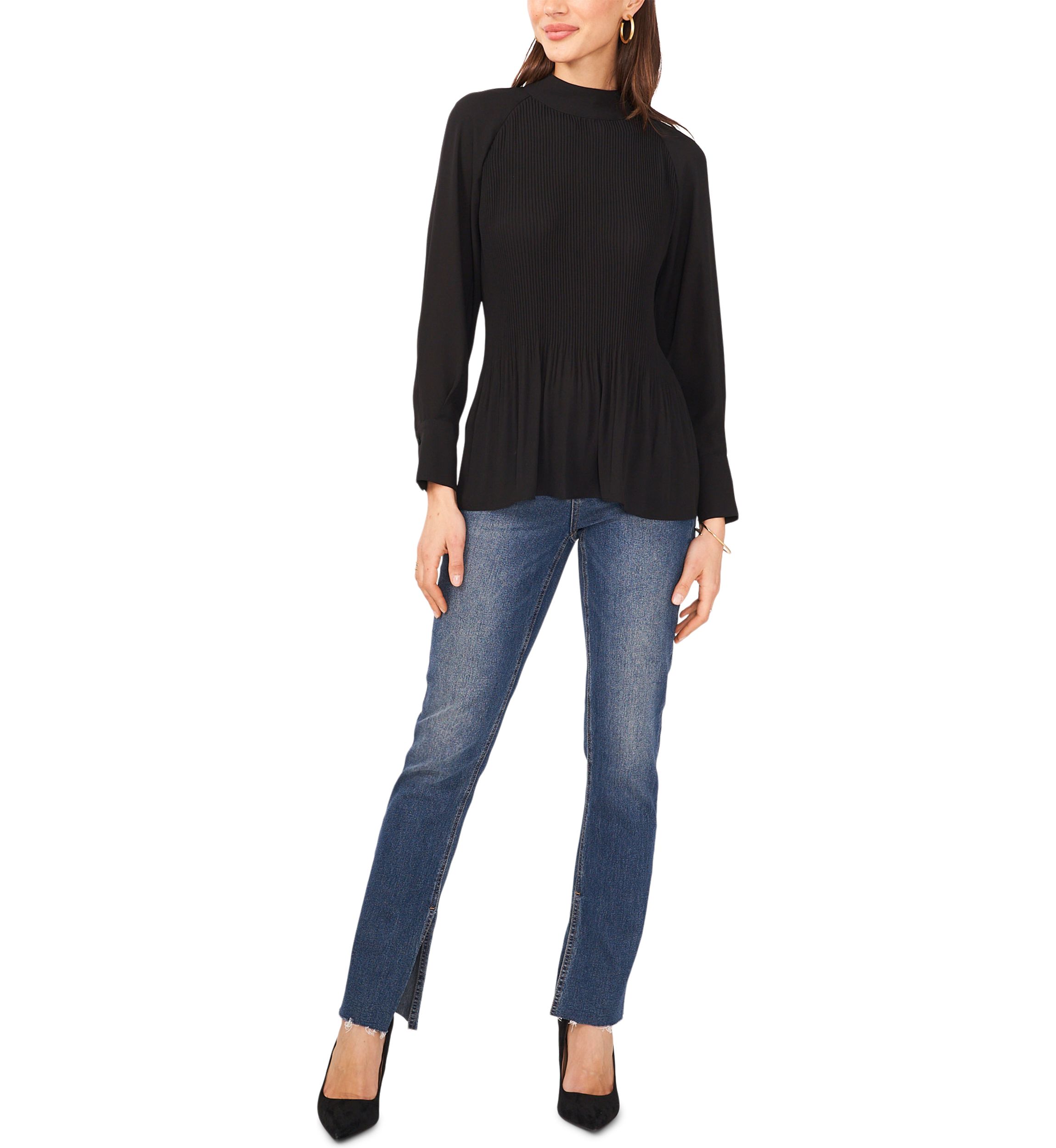 Womens Tie Back Pleated Solid Blouse