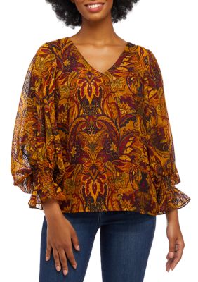 Vince Camuto Women's Floral Clip Dot Blouse | belk