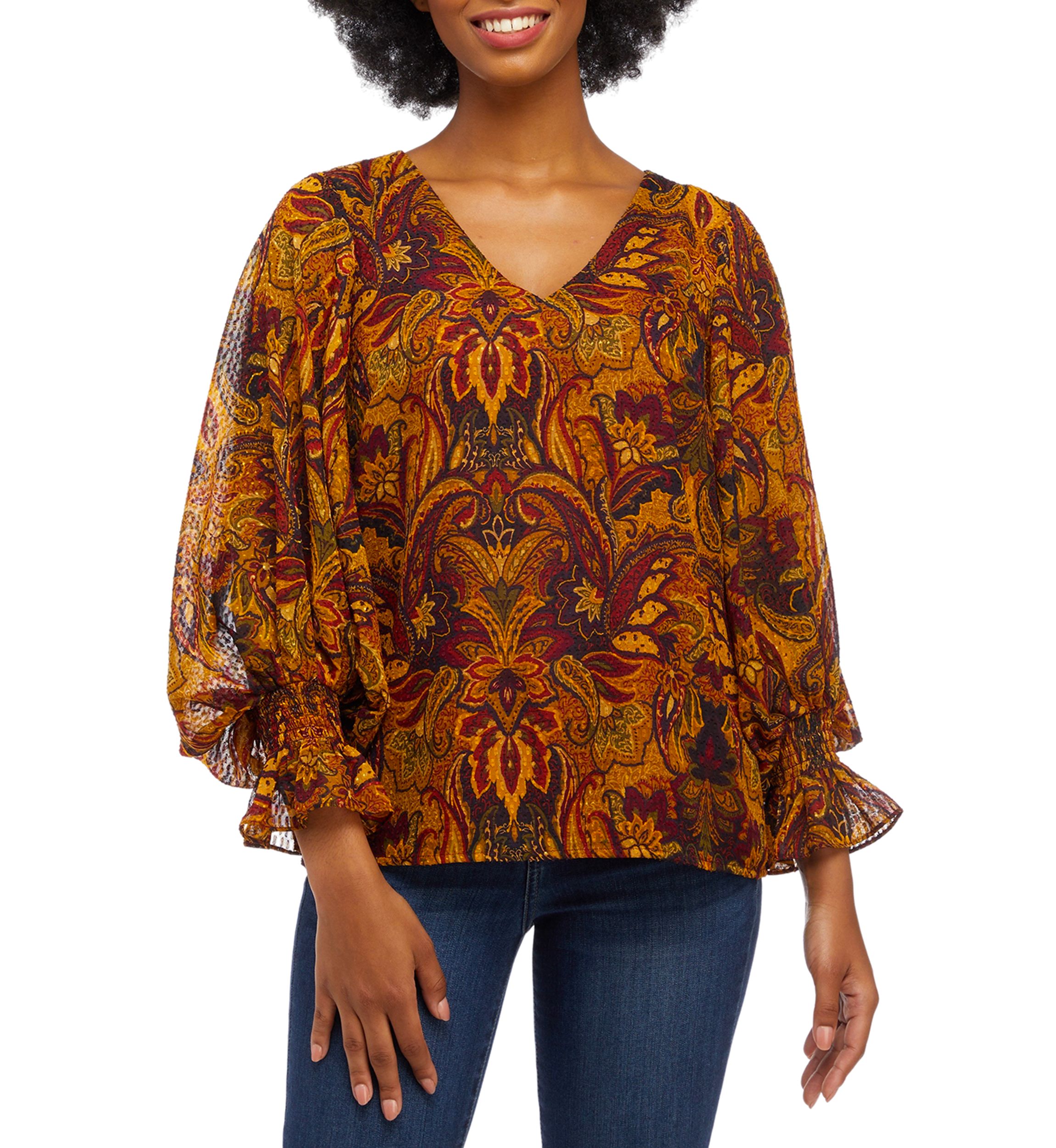 Womens Floral Clip Dot Blouse