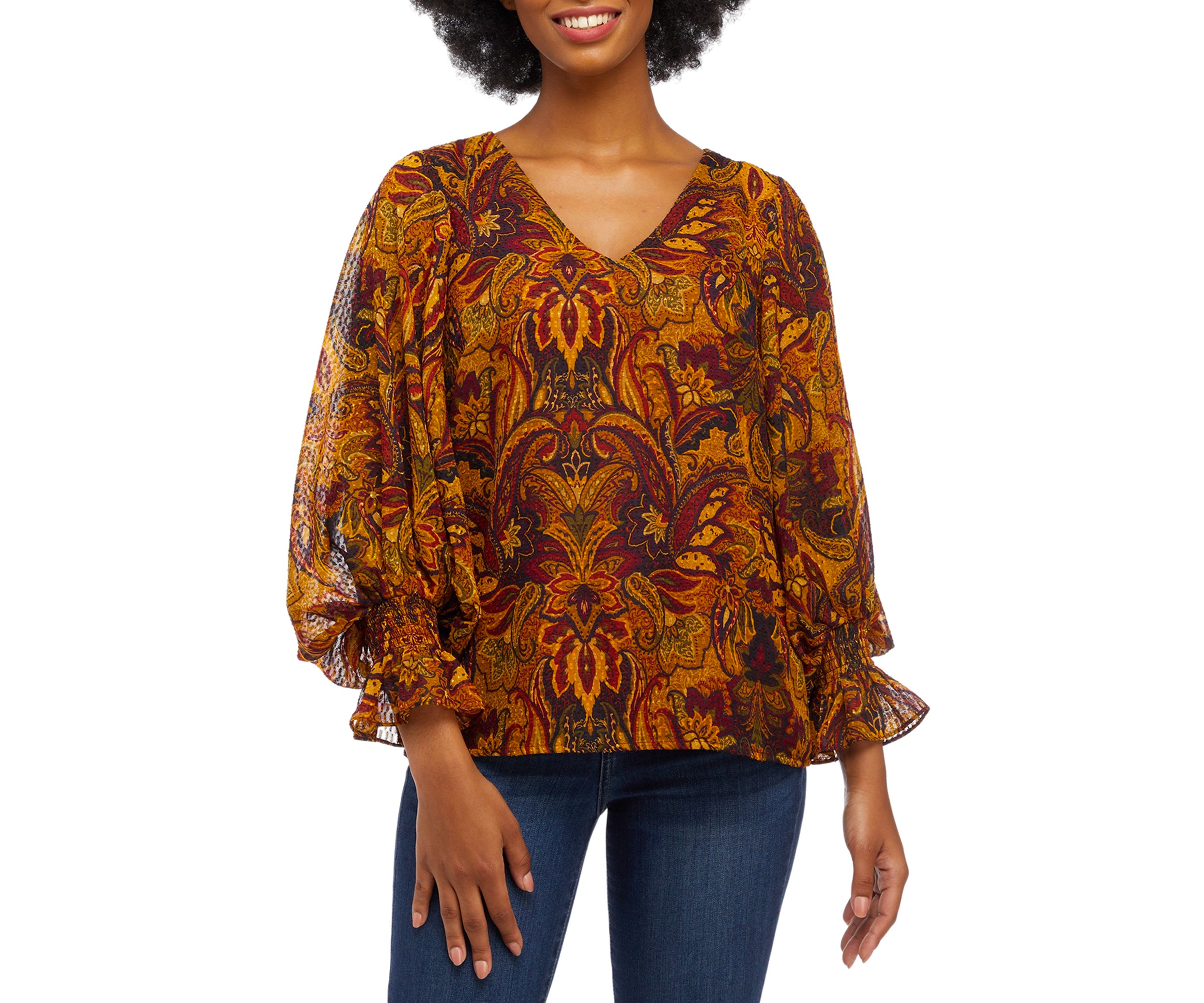Womens Floral Clip Dot Blouse