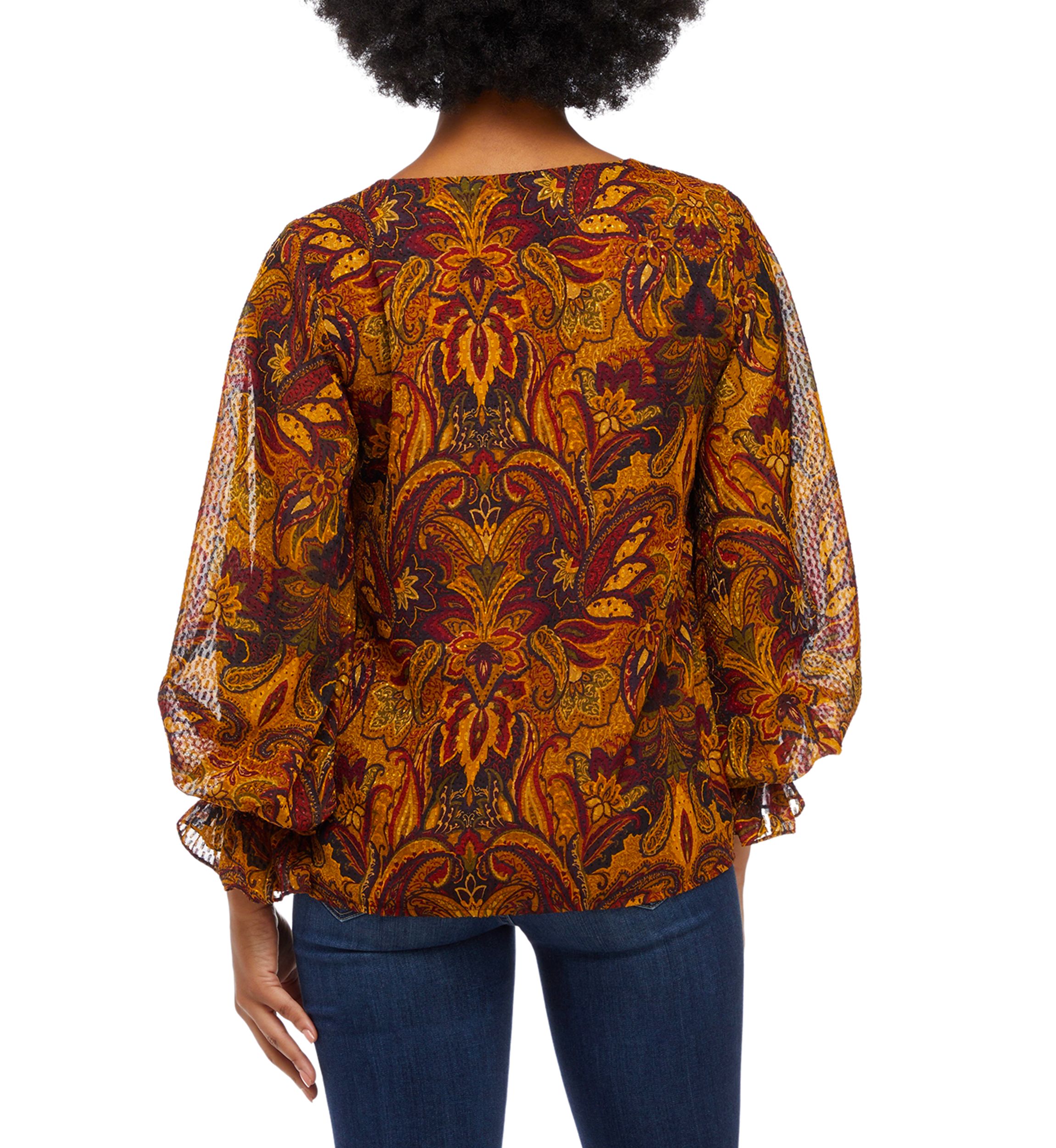 Womens Floral Clip Dot Blouse