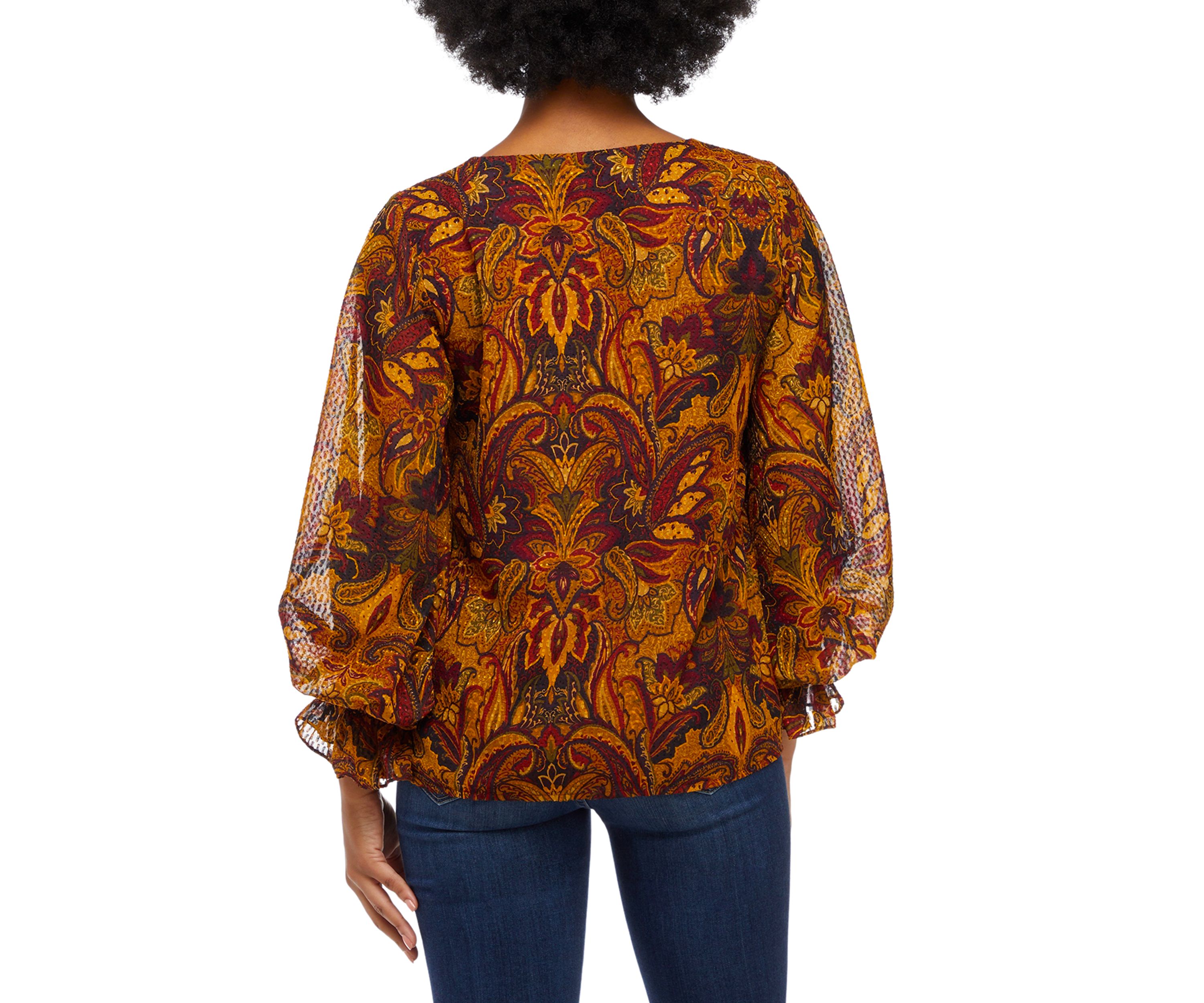 Womens Floral Clip Dot Blouse