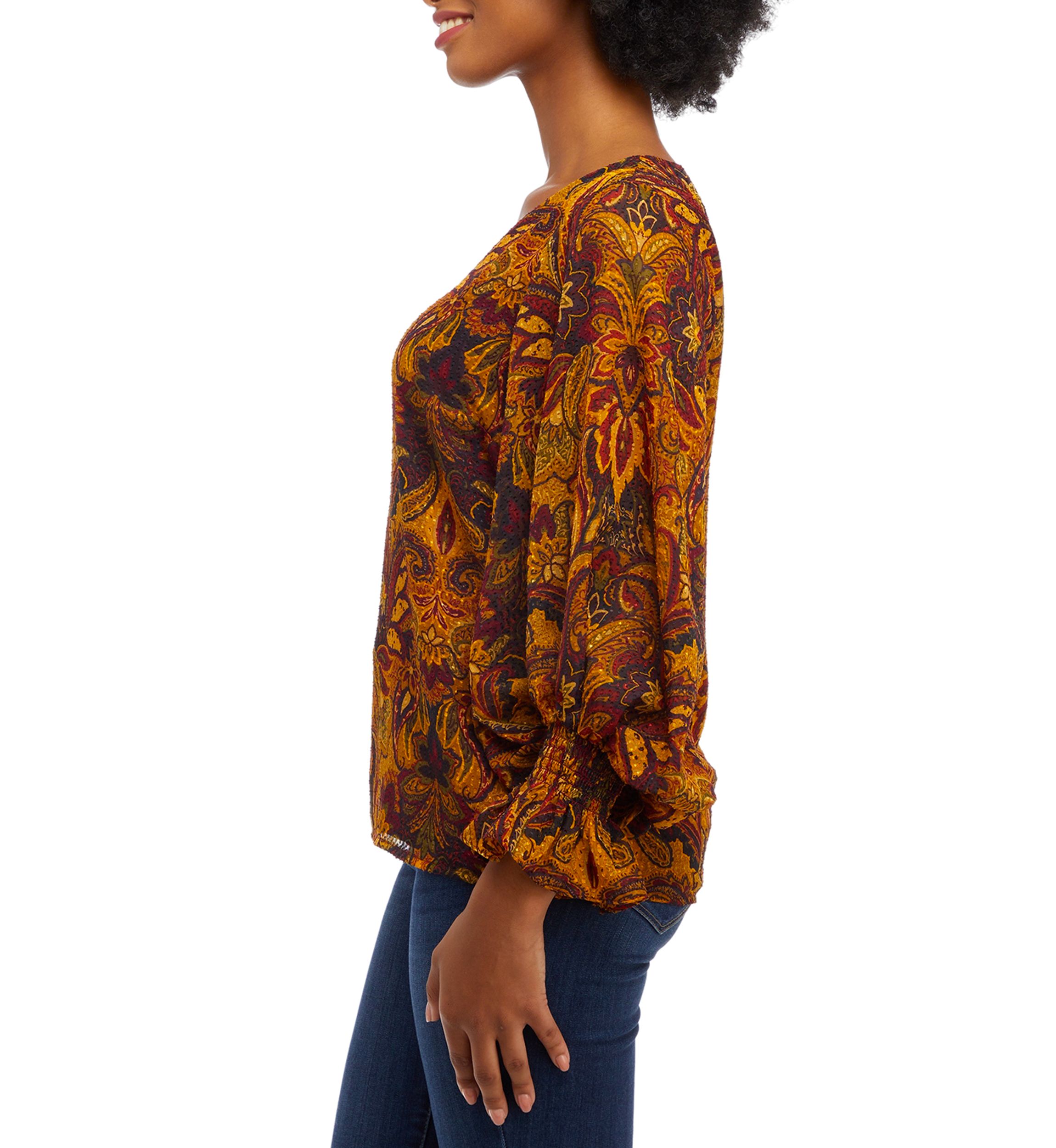 Womens Floral Clip Dot Blouse