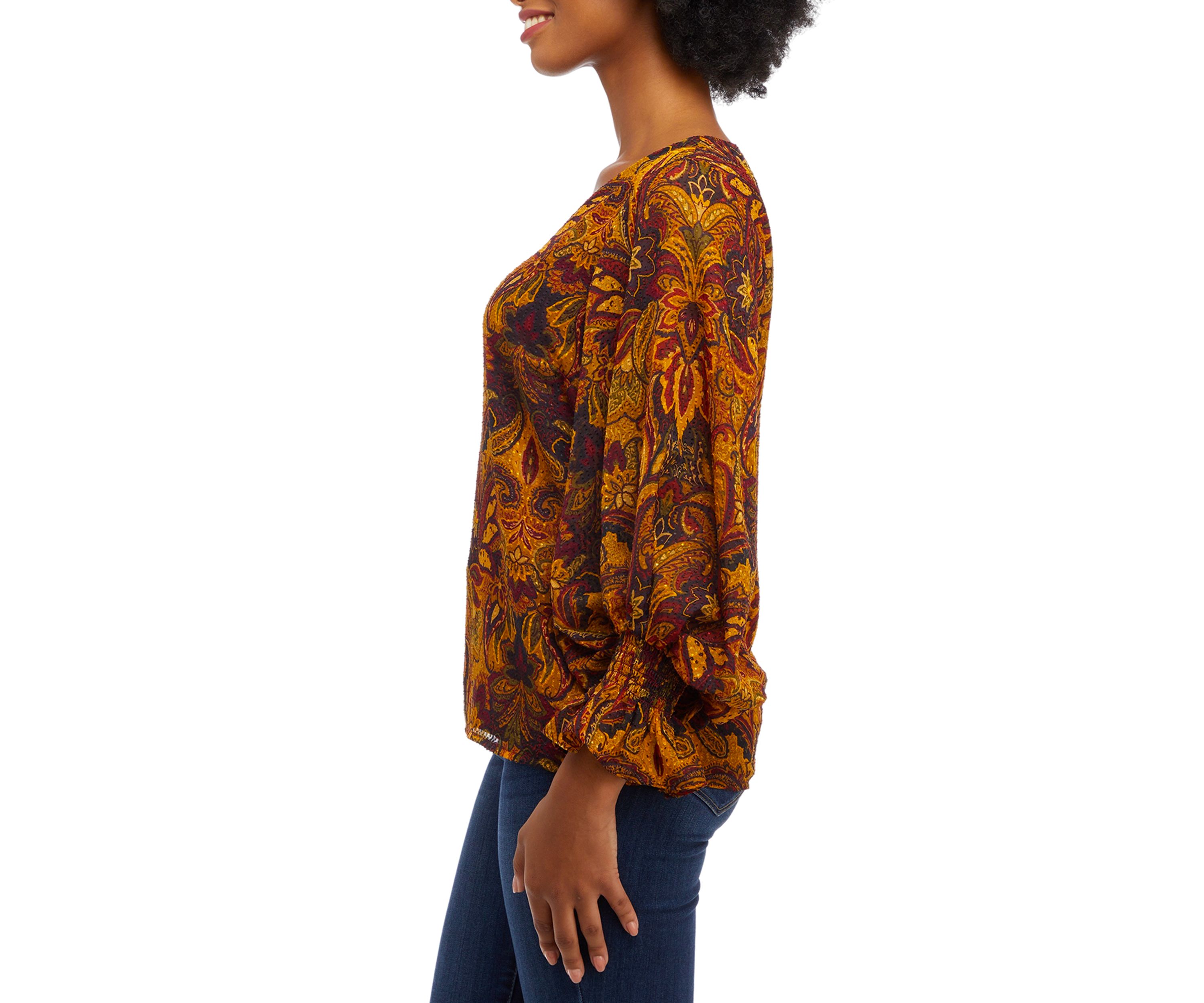 Womens Floral Clip Dot Blouse