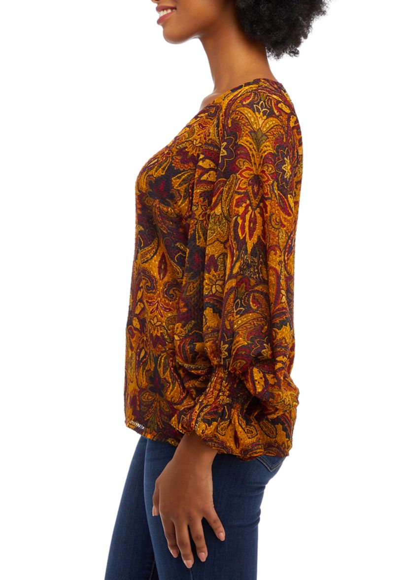 Womens Floral Clip Dot Blouse
