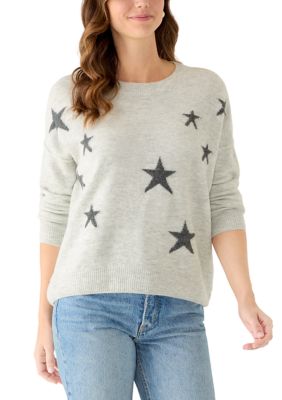Vince Camuto Women's Dolman Star Crew Neck Sweater, Grey, XS