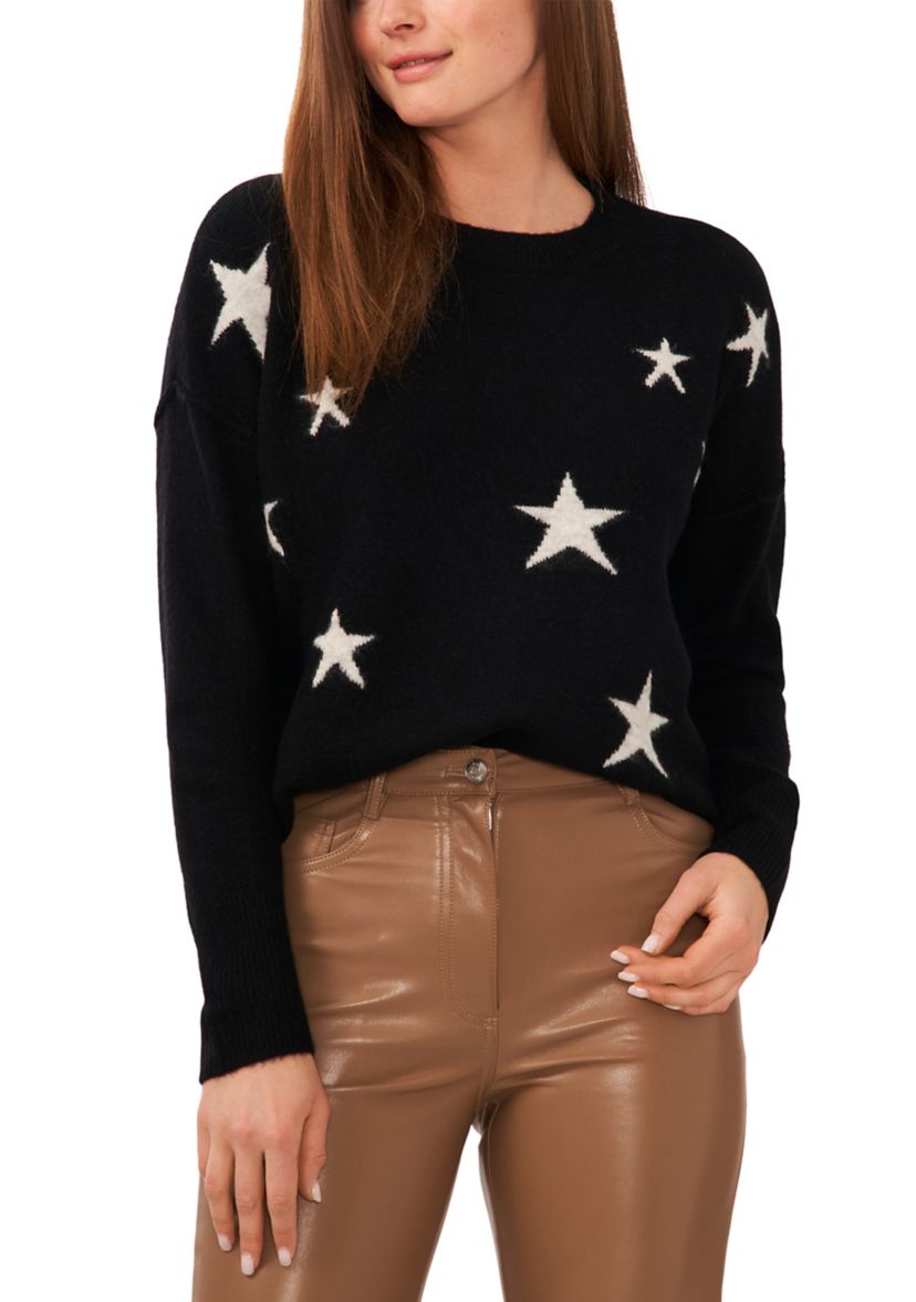 Womens Dolman Star Crew Neck Sweater