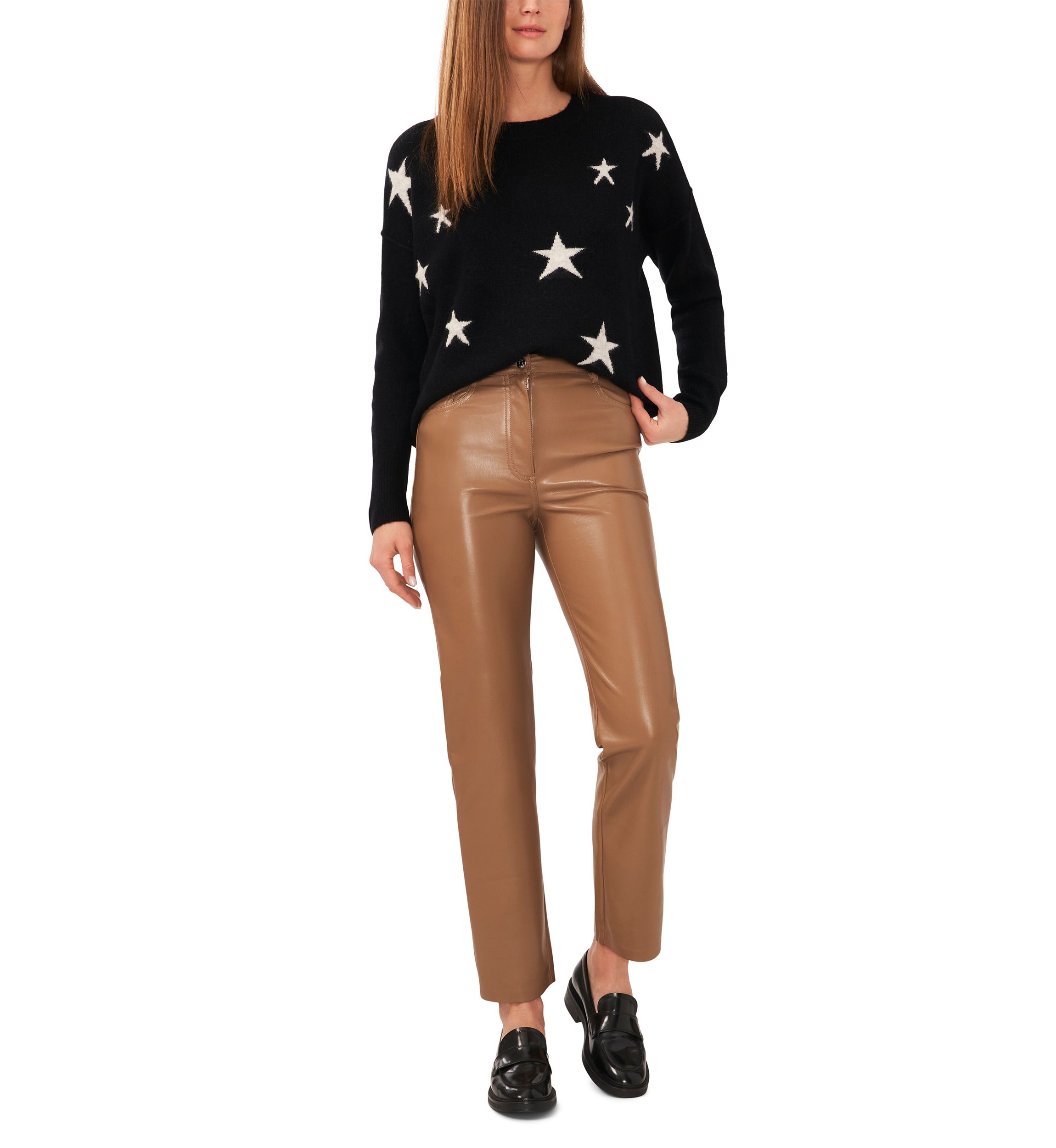 Womens Dolman Star Crew Neck Sweater