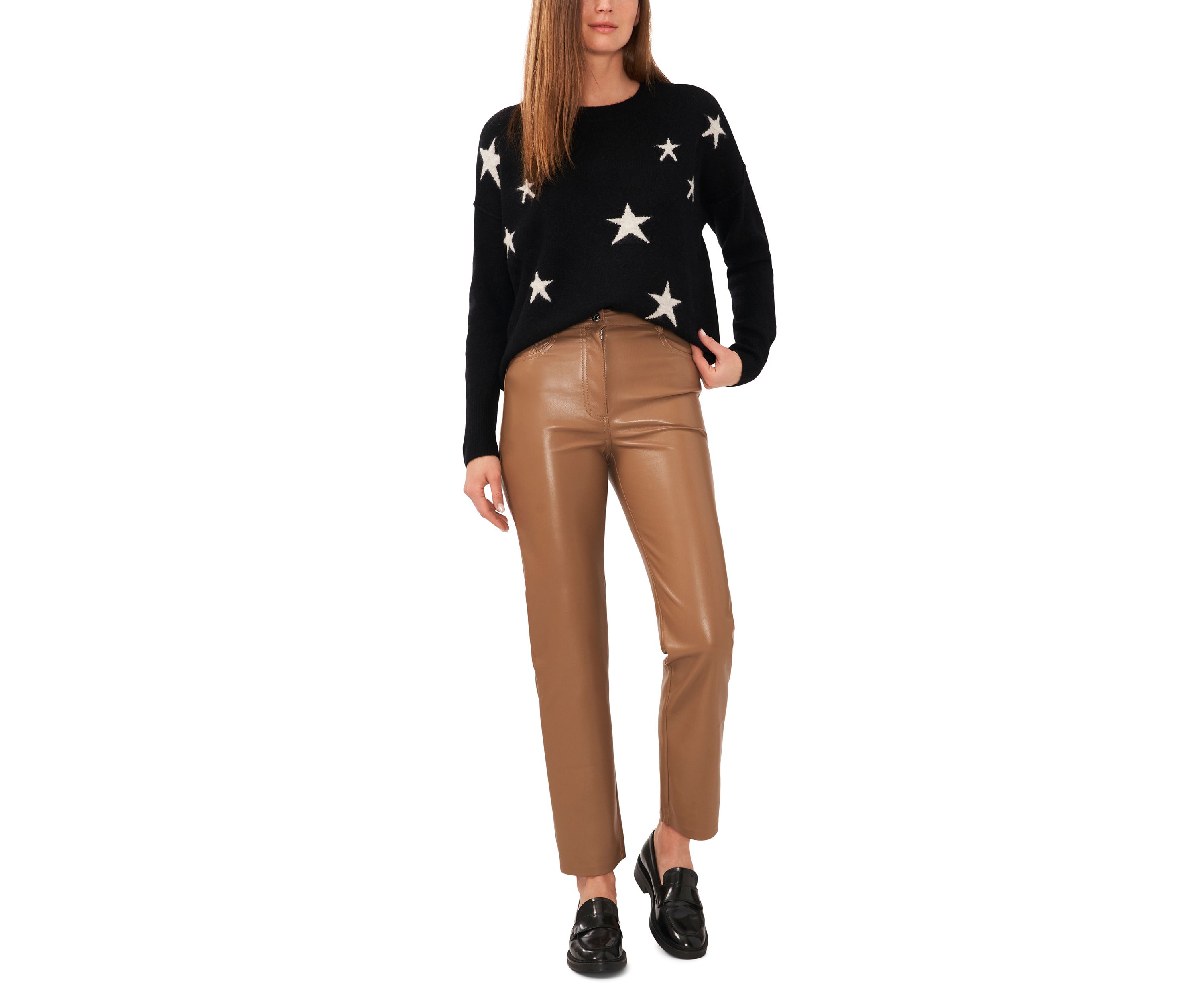 Womens Dolman Star Crew Neck Sweater
