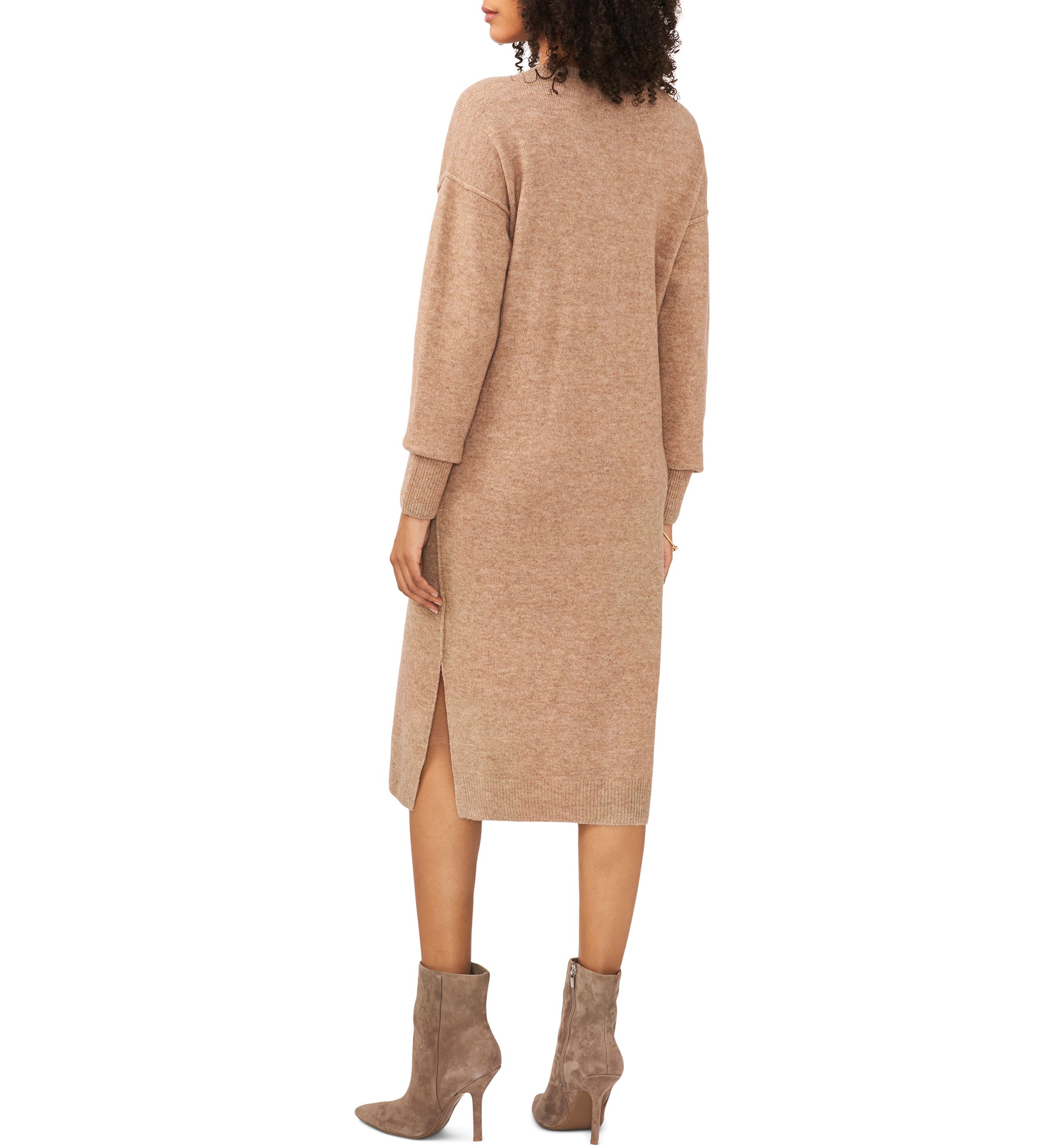 Womens Long Sleeve V-Neck Sweater Dress