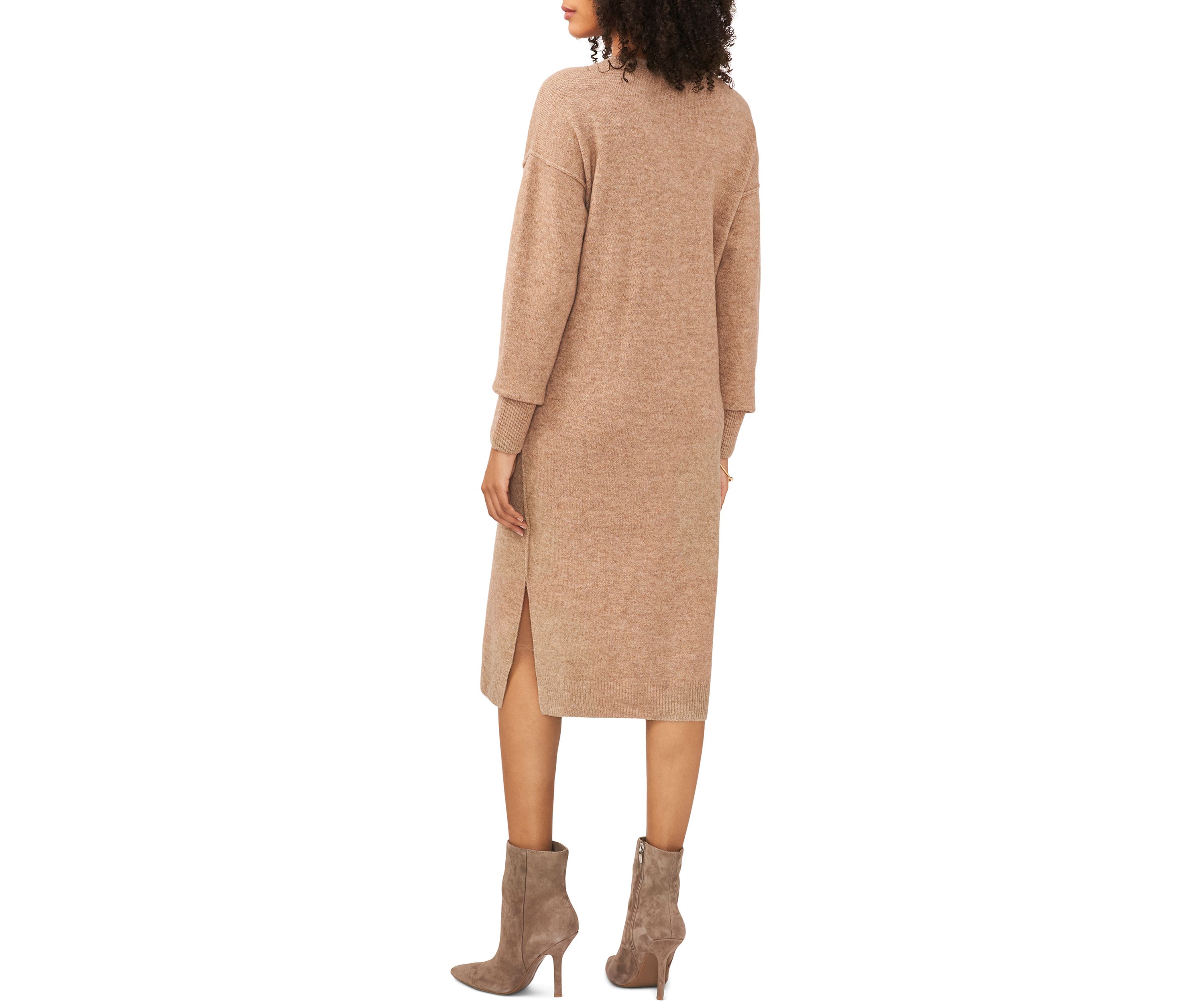 Womens Long Sleeve V-Neck Sweater Dress