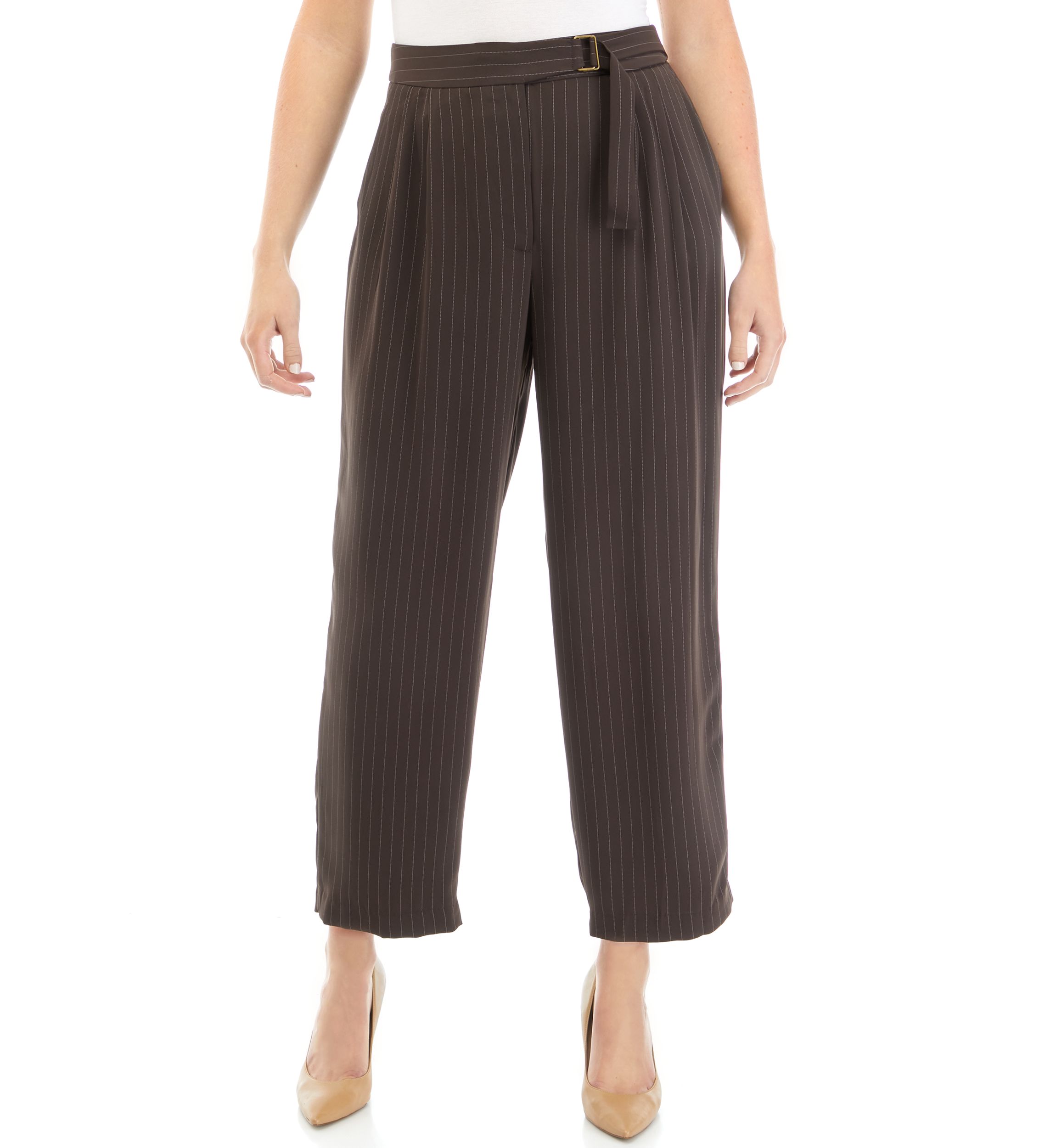 Womens Trouser Pants with Waist Buckle