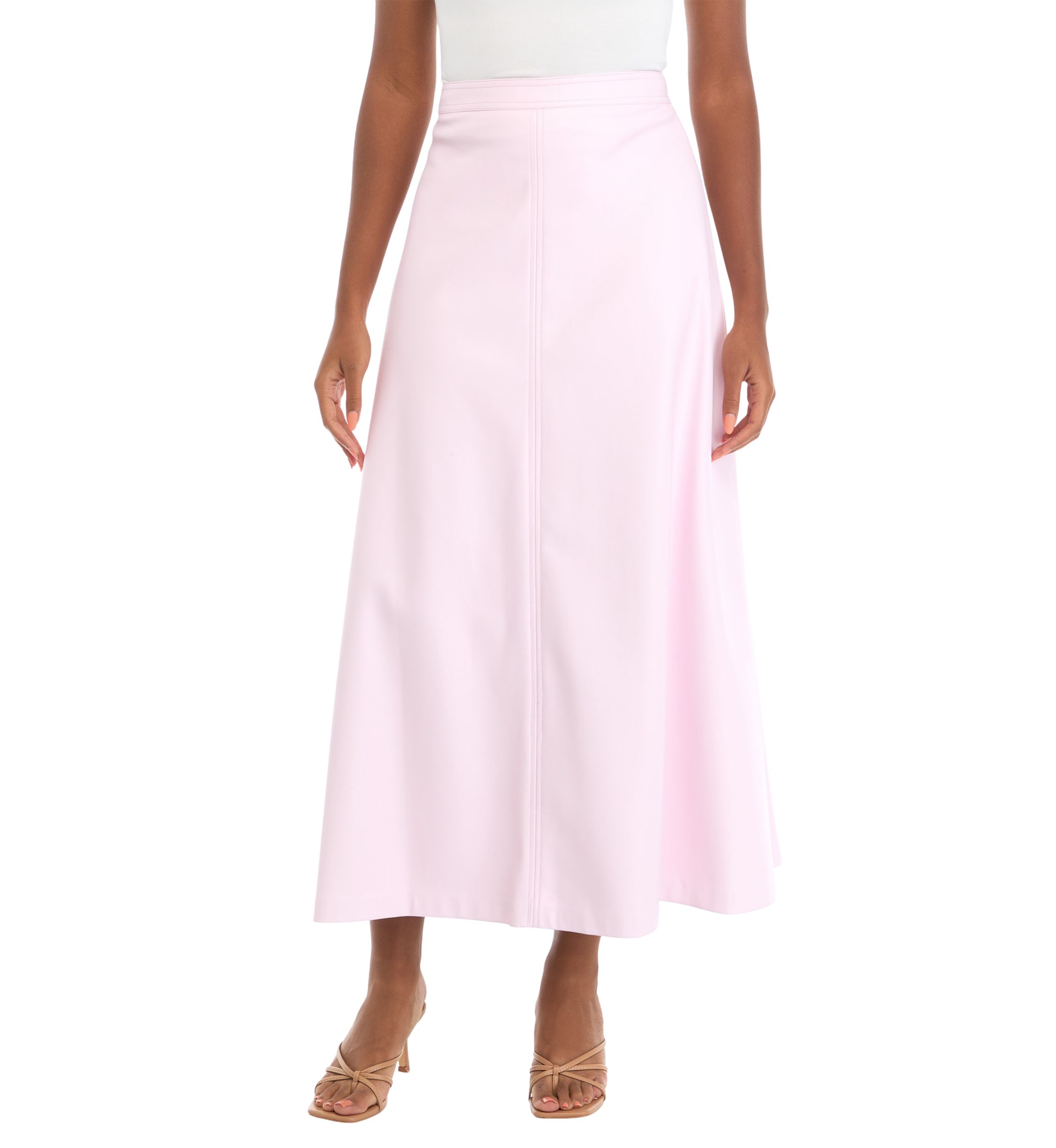 Womens Vegan Leather Midi Skirt
