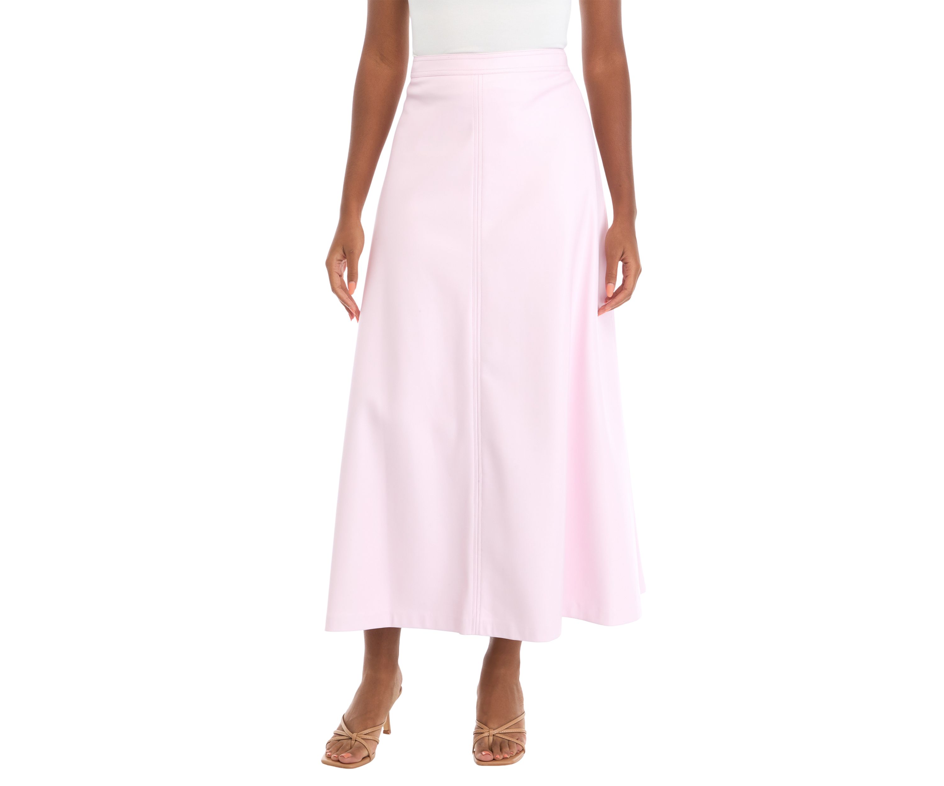 Womens Vegan Leather Midi Skirt