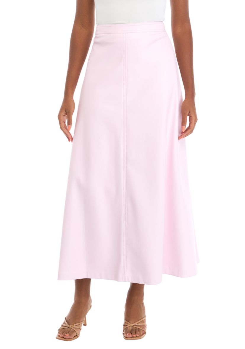Womens Vegan Leather Midi Skirt
