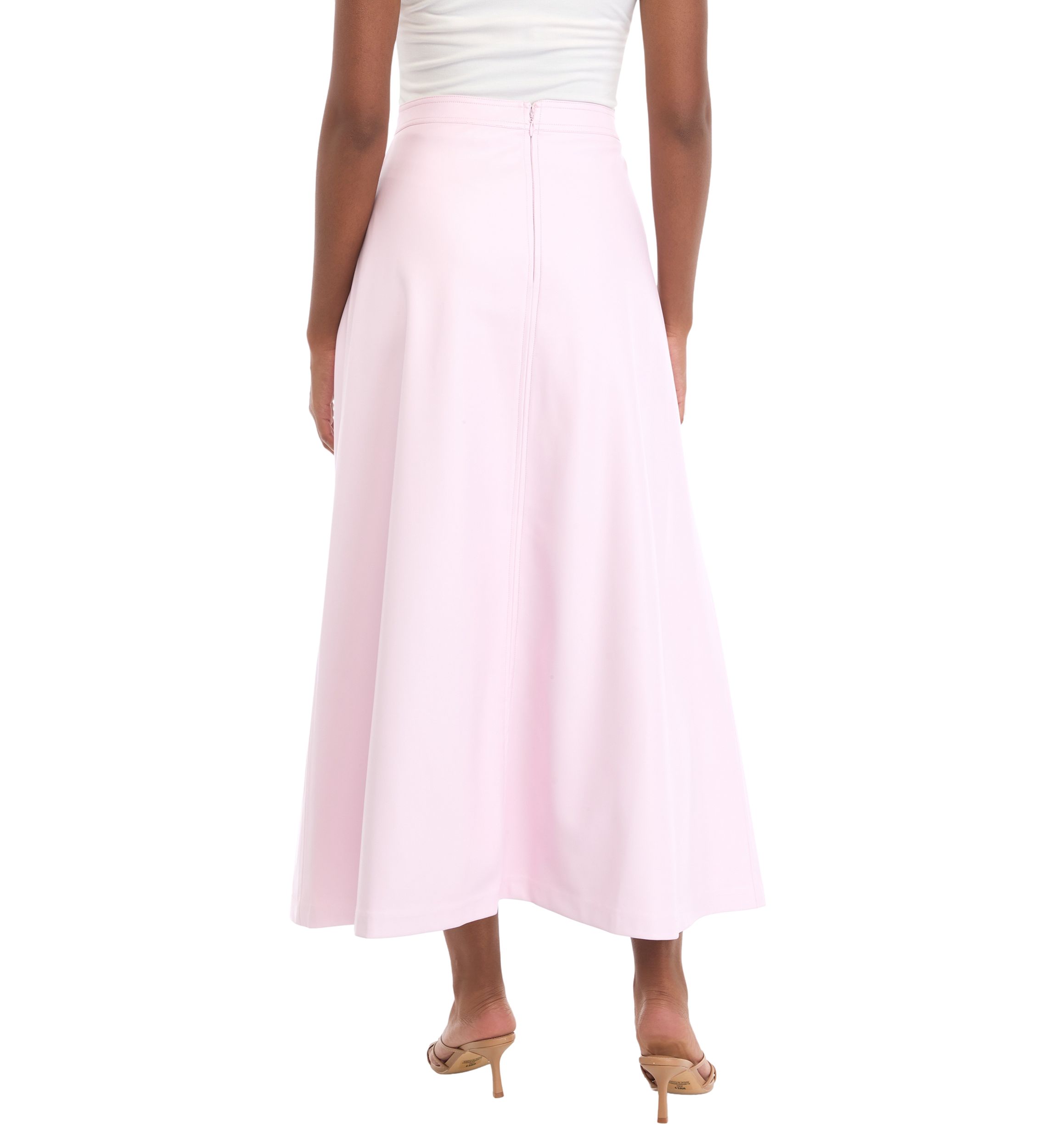 Womens Vegan Leather Midi Skirt