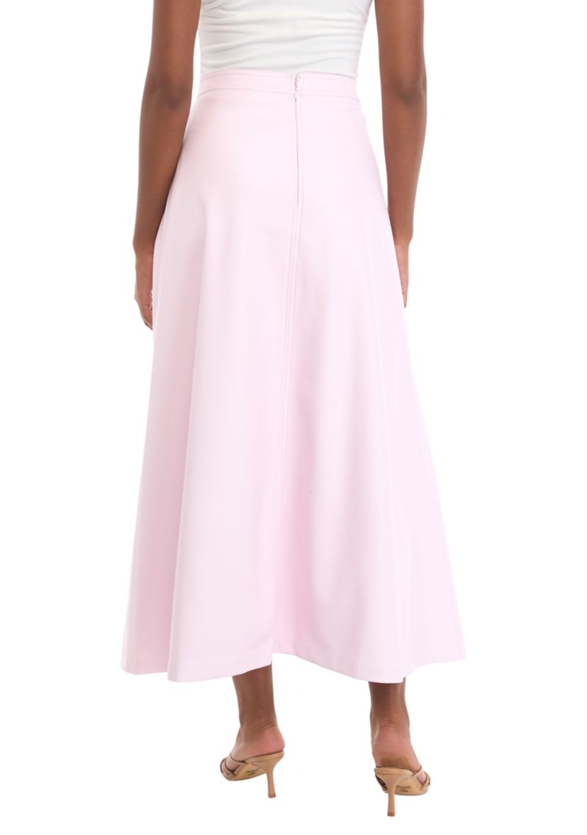 Womens Vegan Leather Midi Skirt