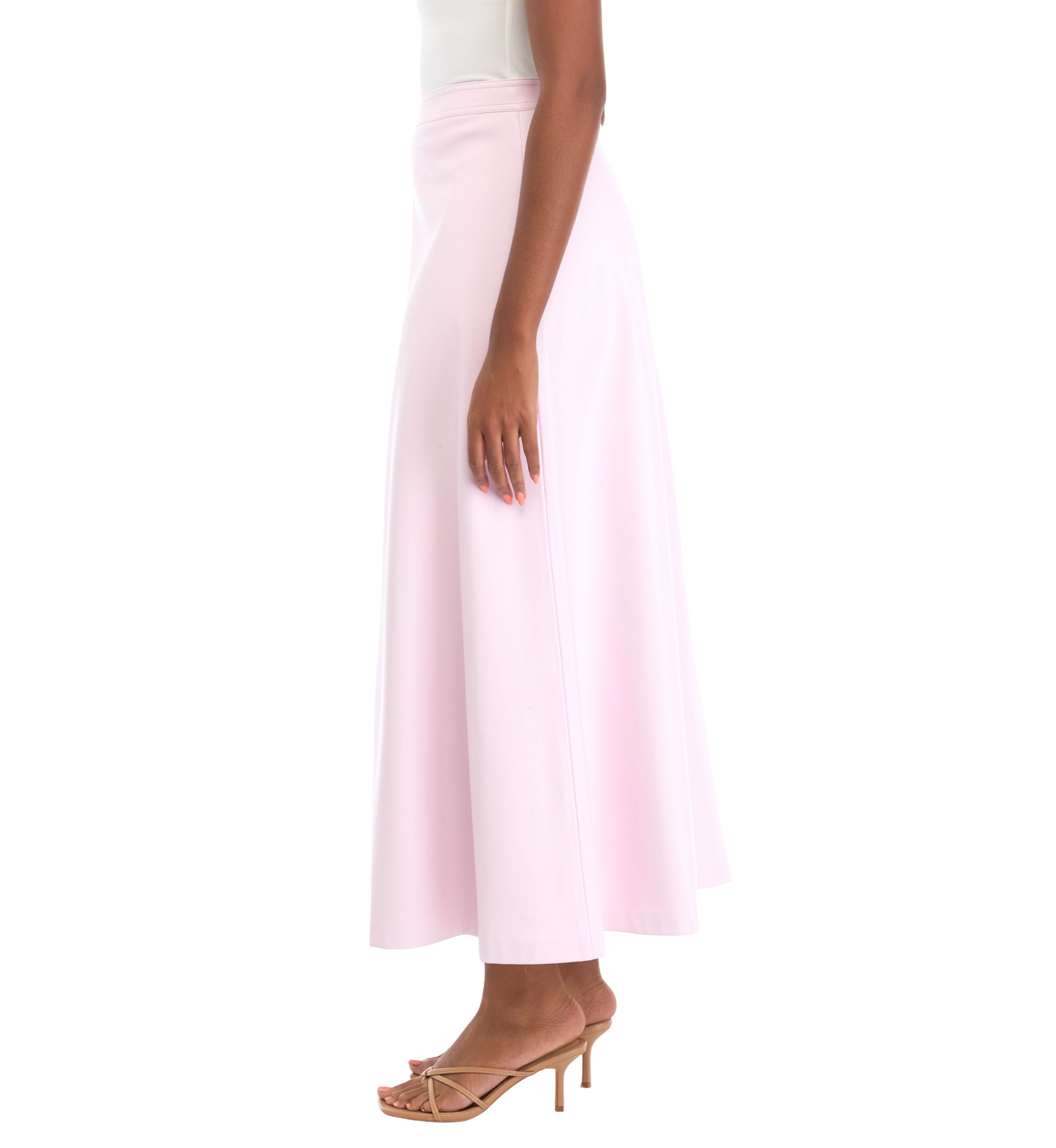 Womens Vegan Leather Midi Skirt