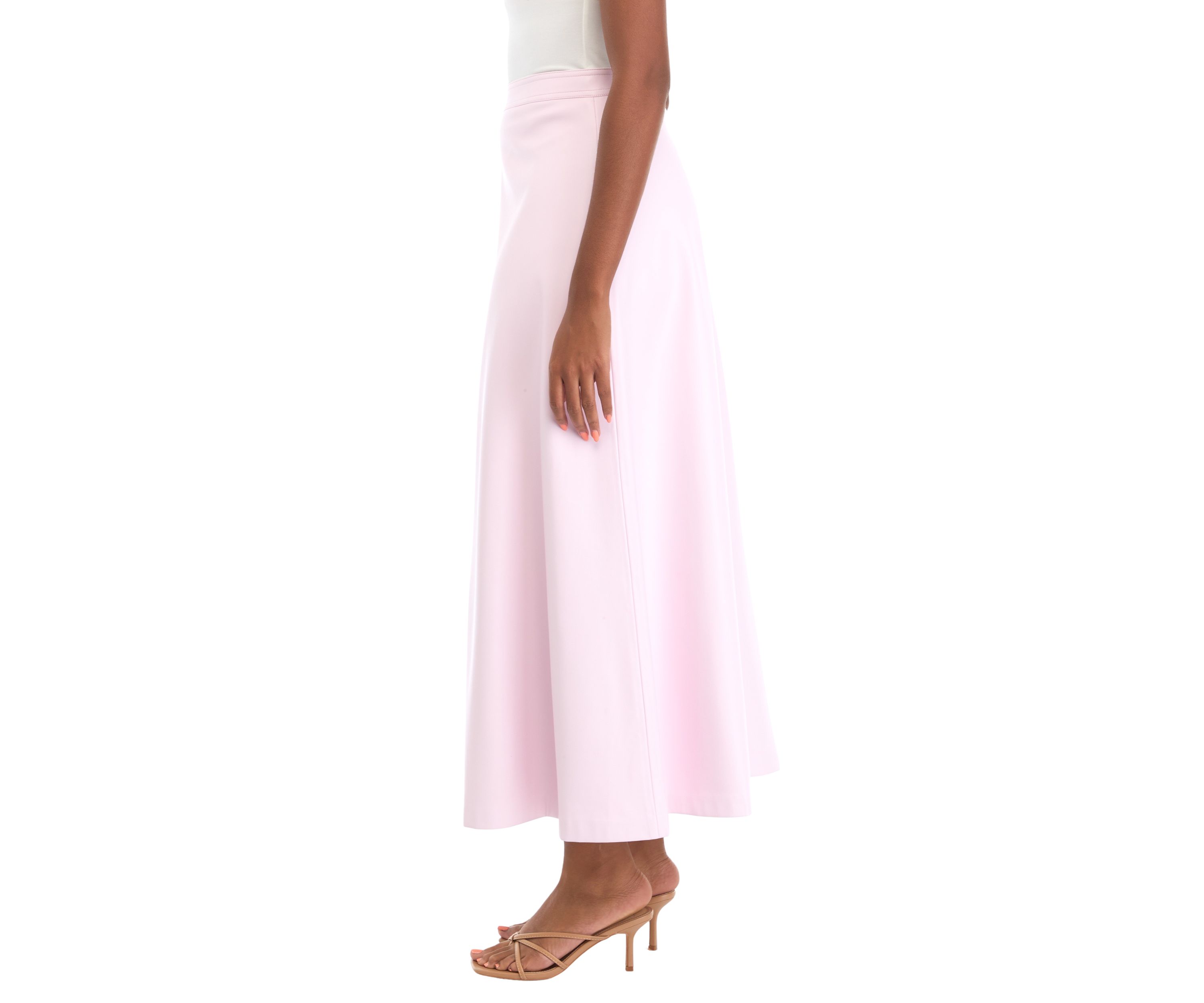 Womens Vegan Leather Midi Skirt