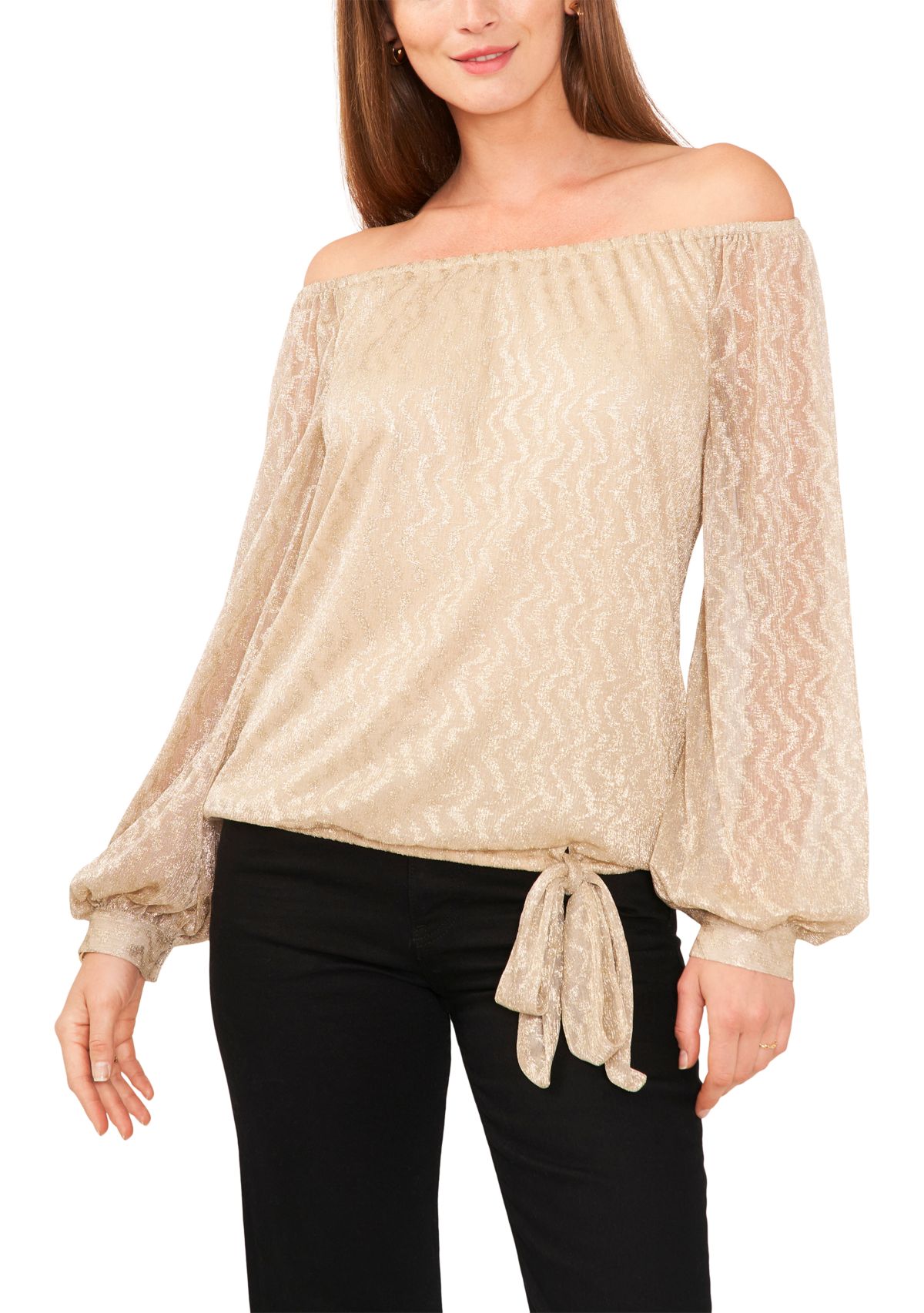 Womens Off the Shoulder Blouse with Tie