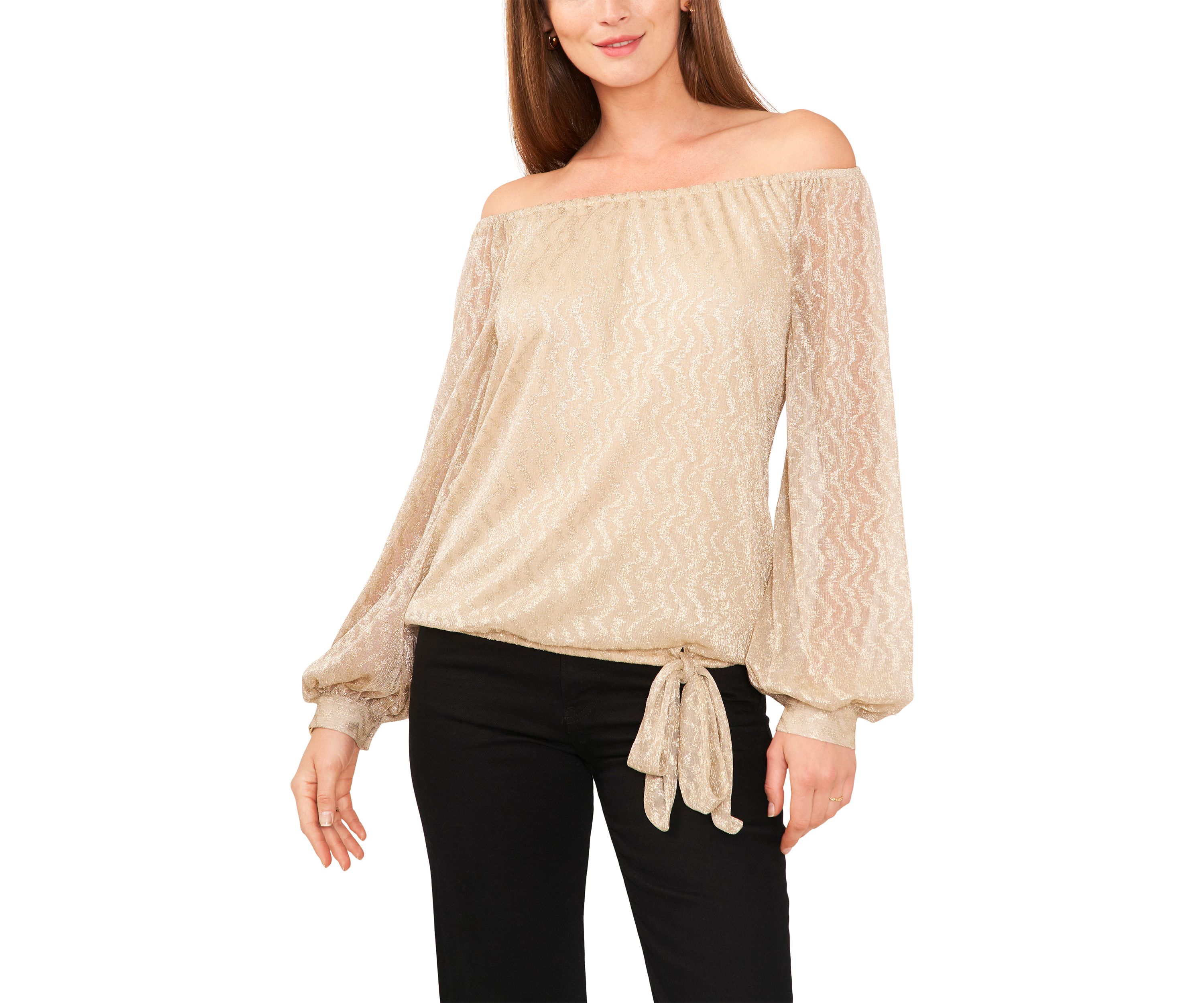 Womens Off the Shoulder Blouse with Tie