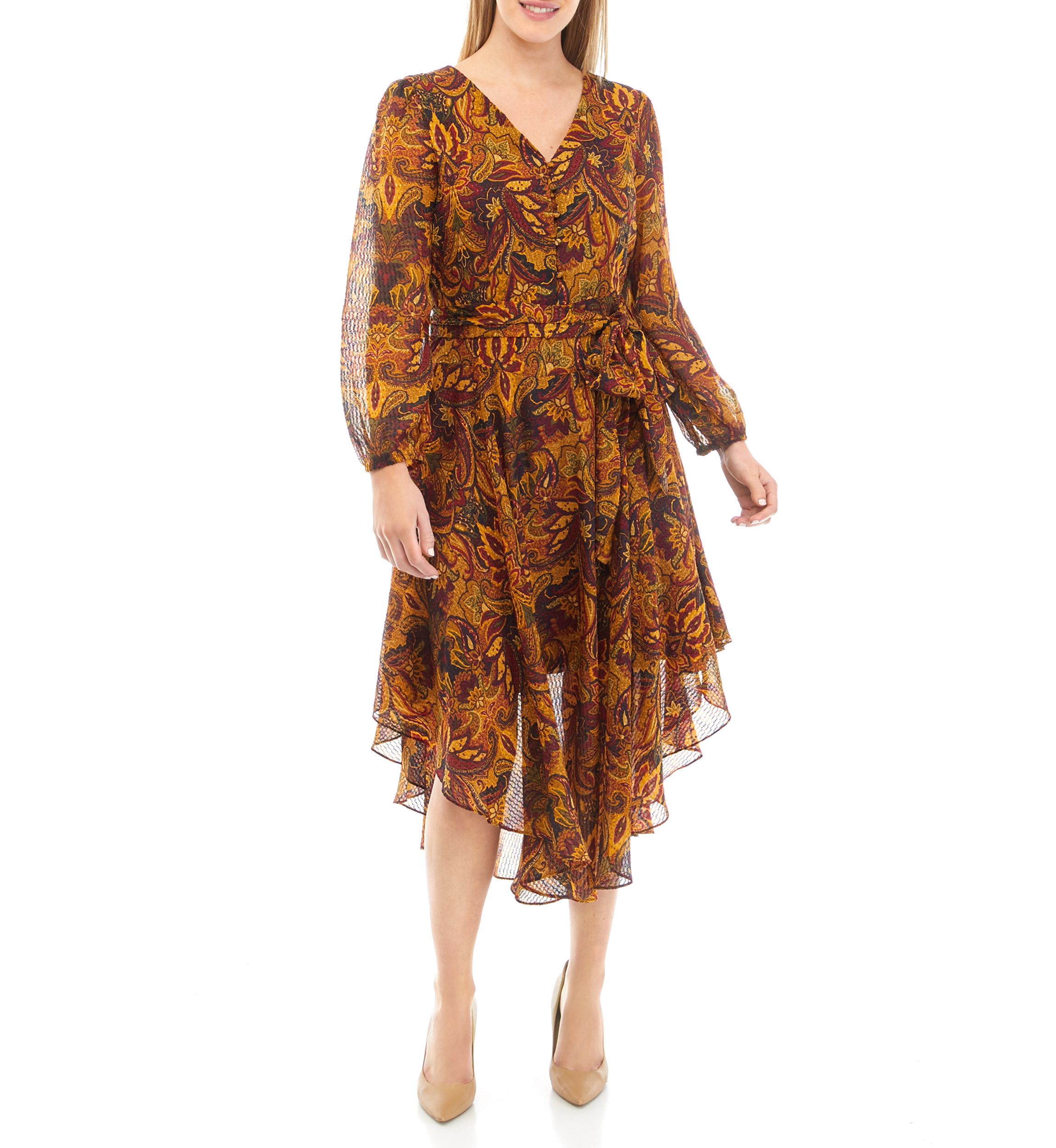 Womens Asymmetrical Floral Printed Dress