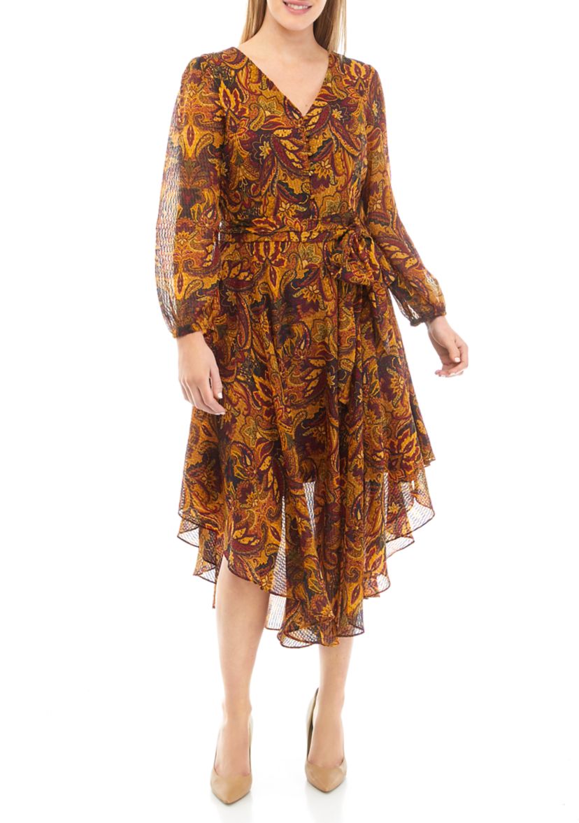 Womens Asymmetrical Floral Printed Dress