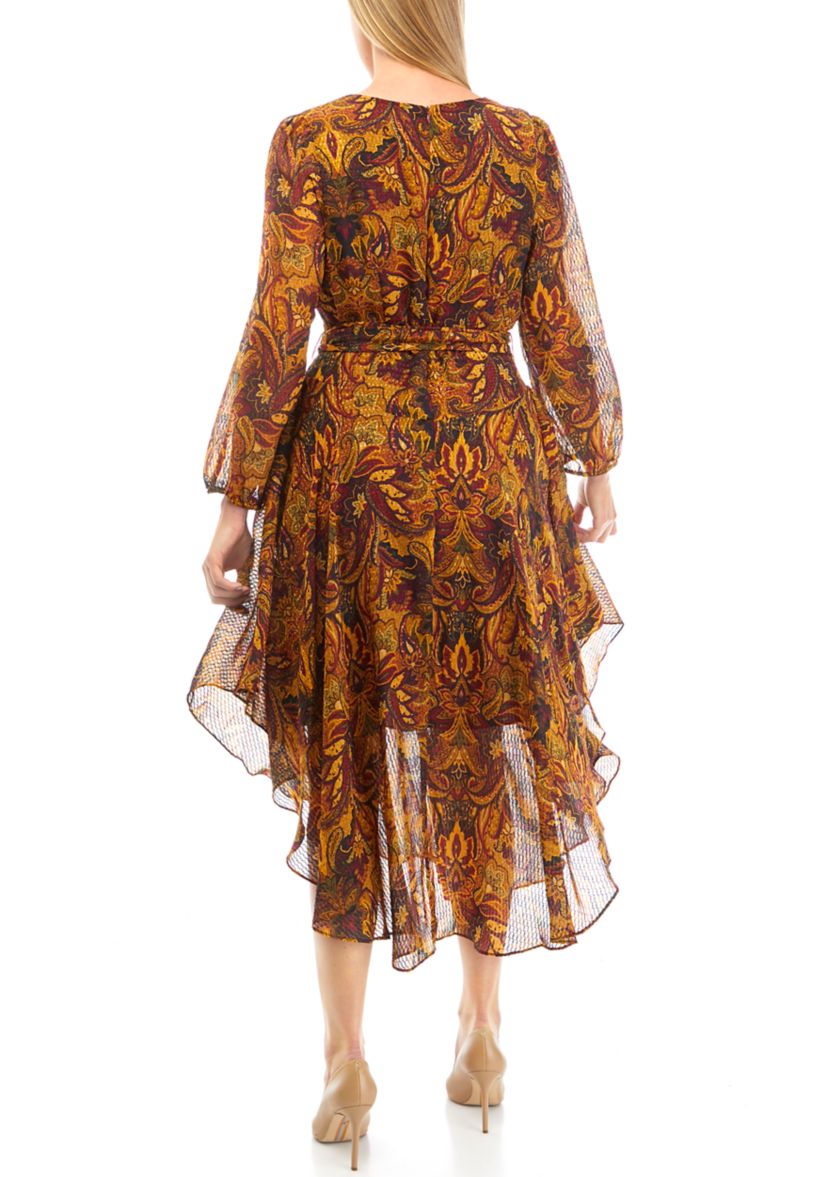 Womens Asymmetrical Floral Printed Dress