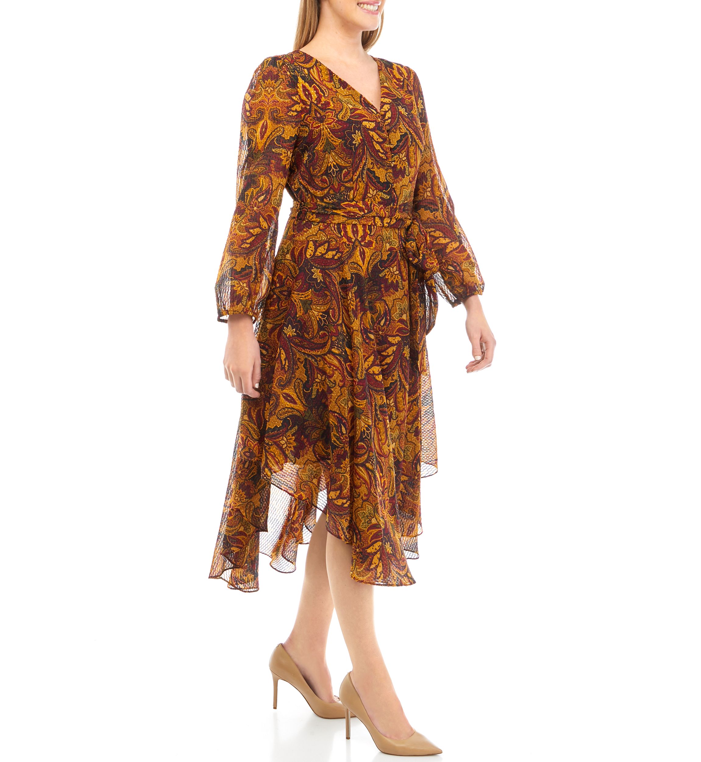 Womens Asymmetrical Floral Printed Dress