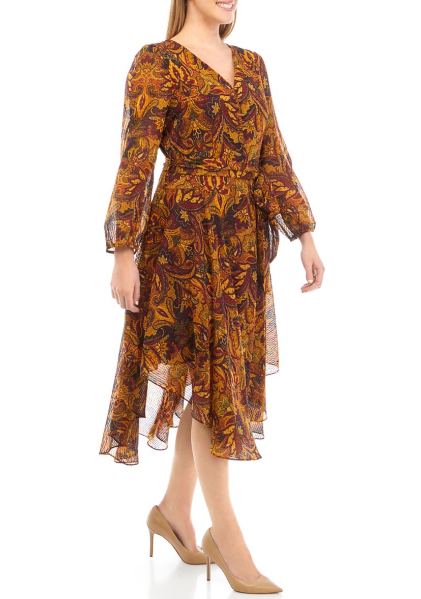 Womens Asymmetrical Floral Printed Dress