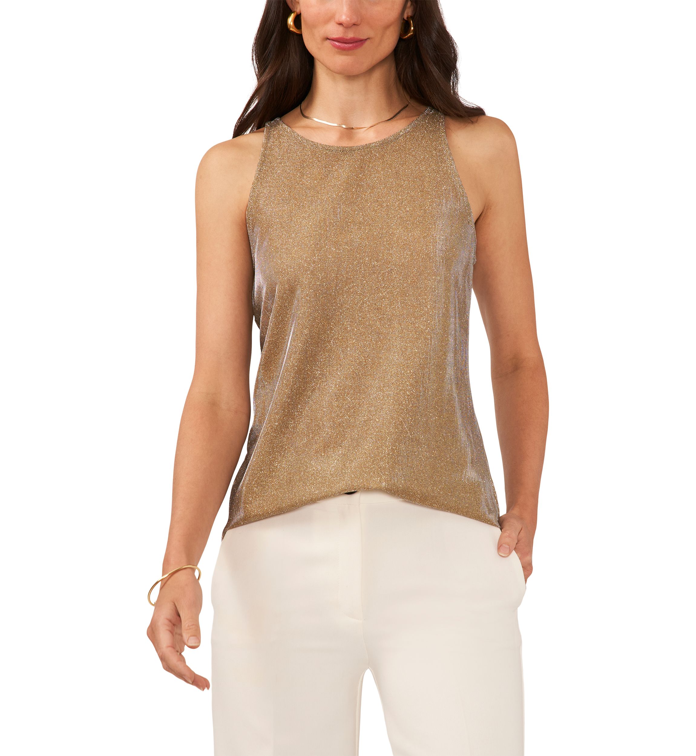 Womens Sleeveless Shimmer Tank Top