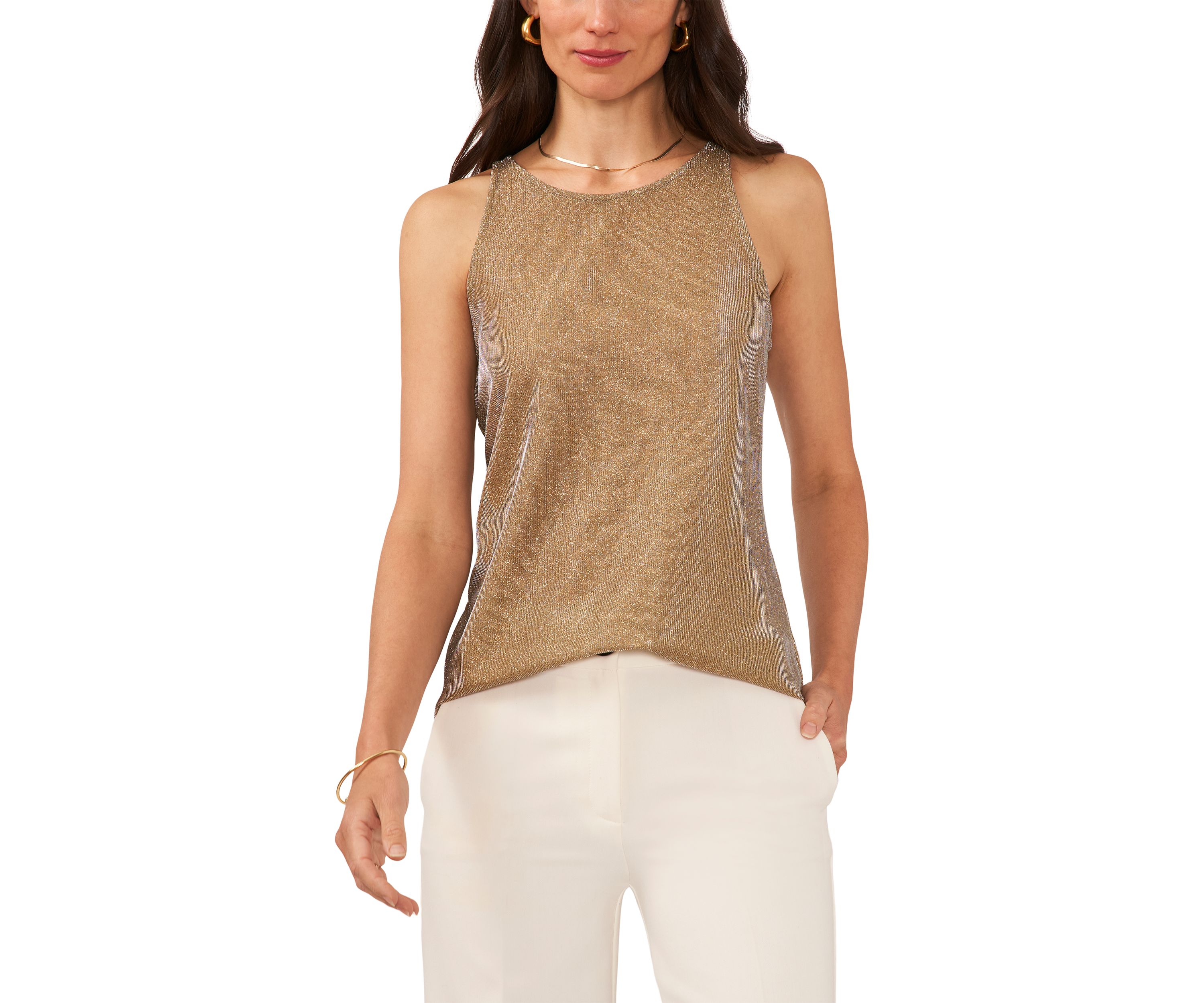 Womens Sleeveless Shimmer Tank Top