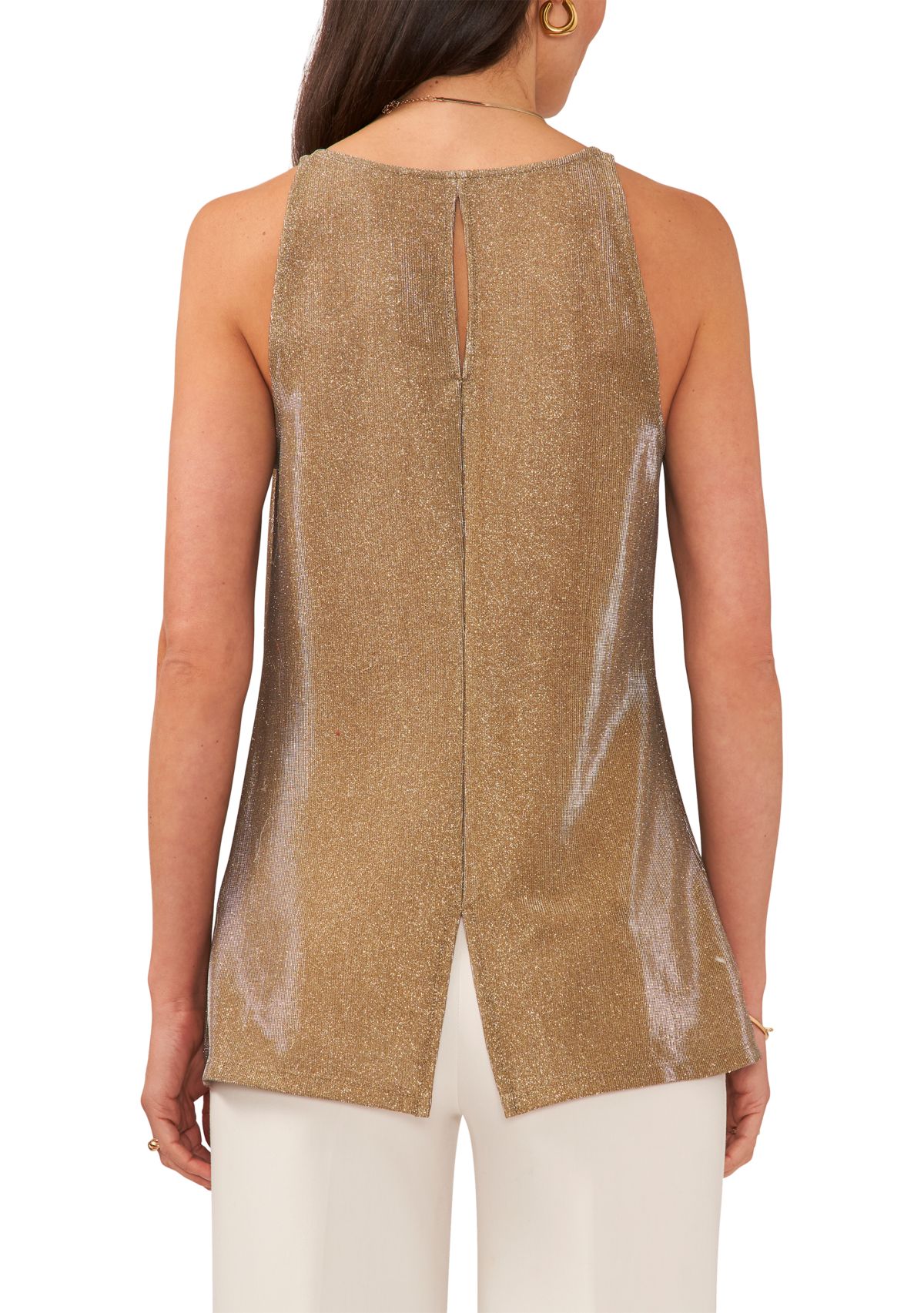 Womens Sleeveless Shimmer Tank Top