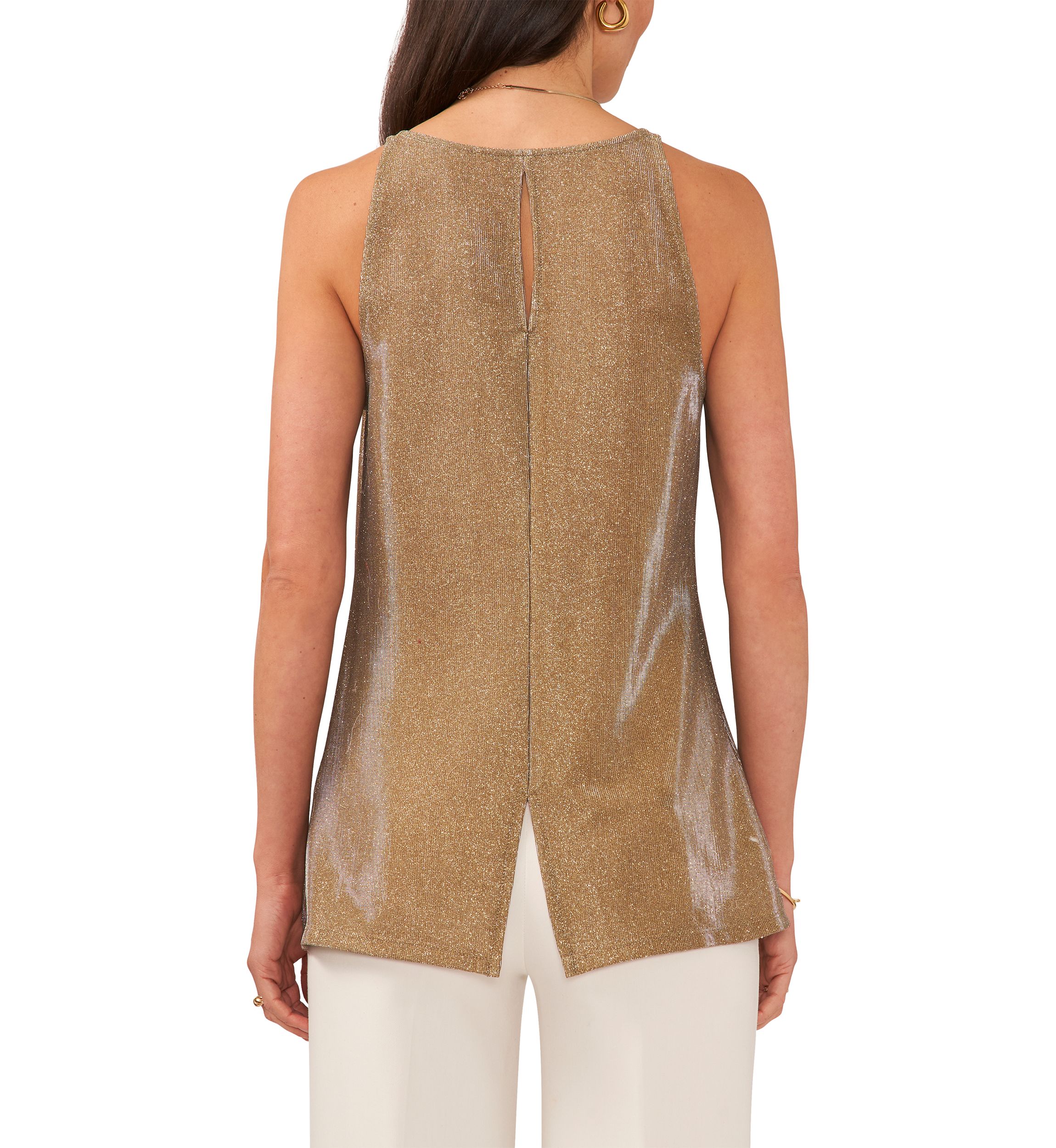 Womens Sleeveless Shimmer Tank Top