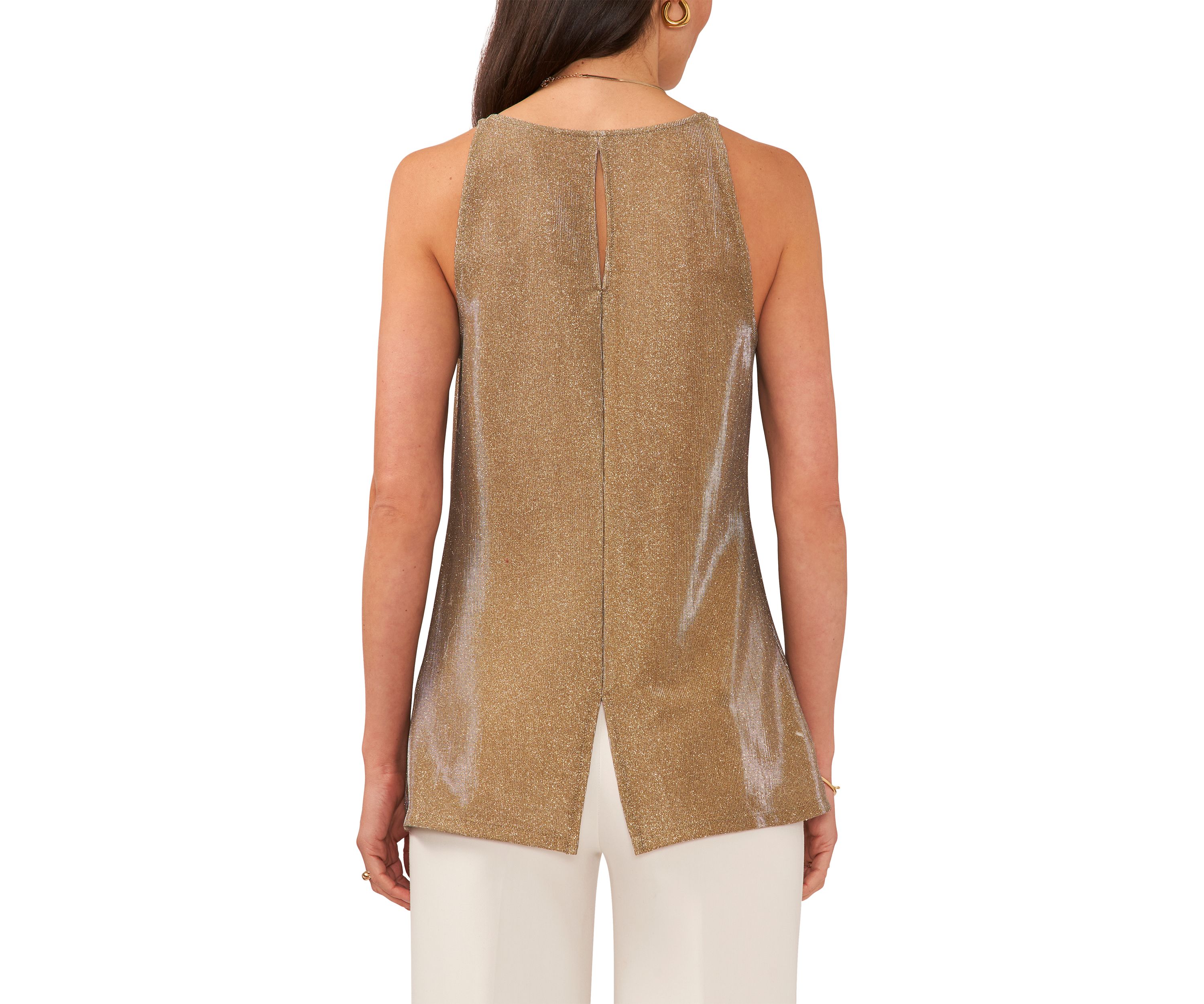 Womens Sleeveless Shimmer Tank Top