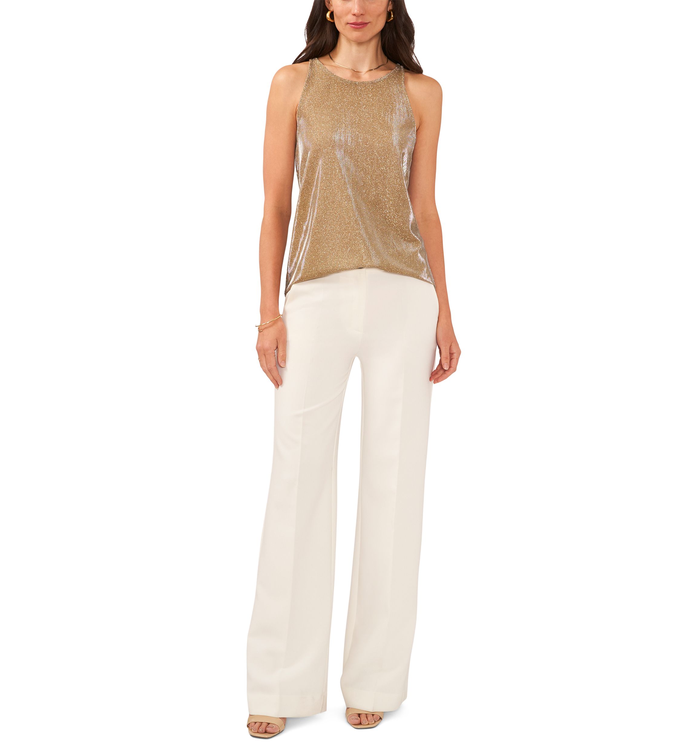Womens Sleeveless Shimmer Tank Top