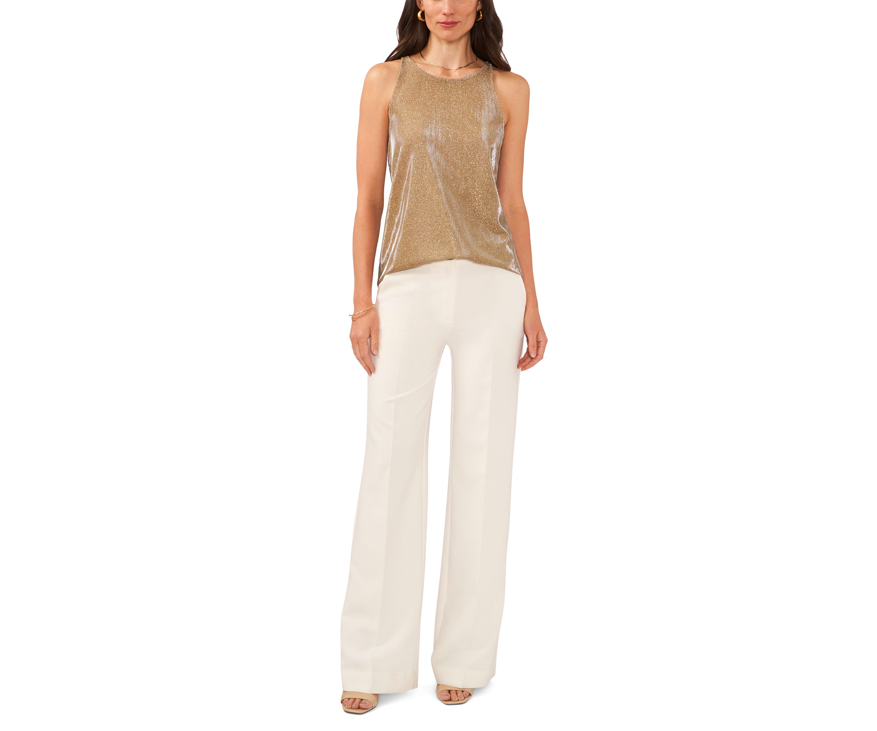 Womens Sleeveless Shimmer Tank Top