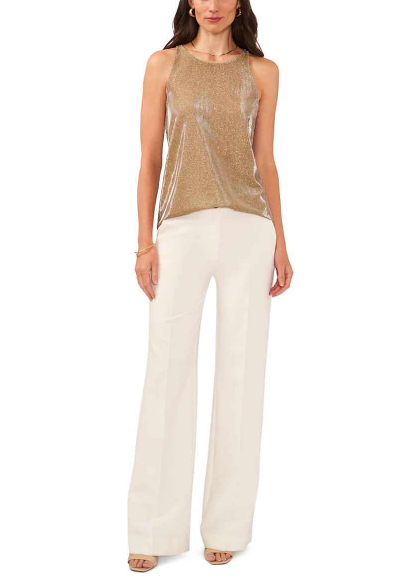 Womens Sleeveless Shimmer Tank Top