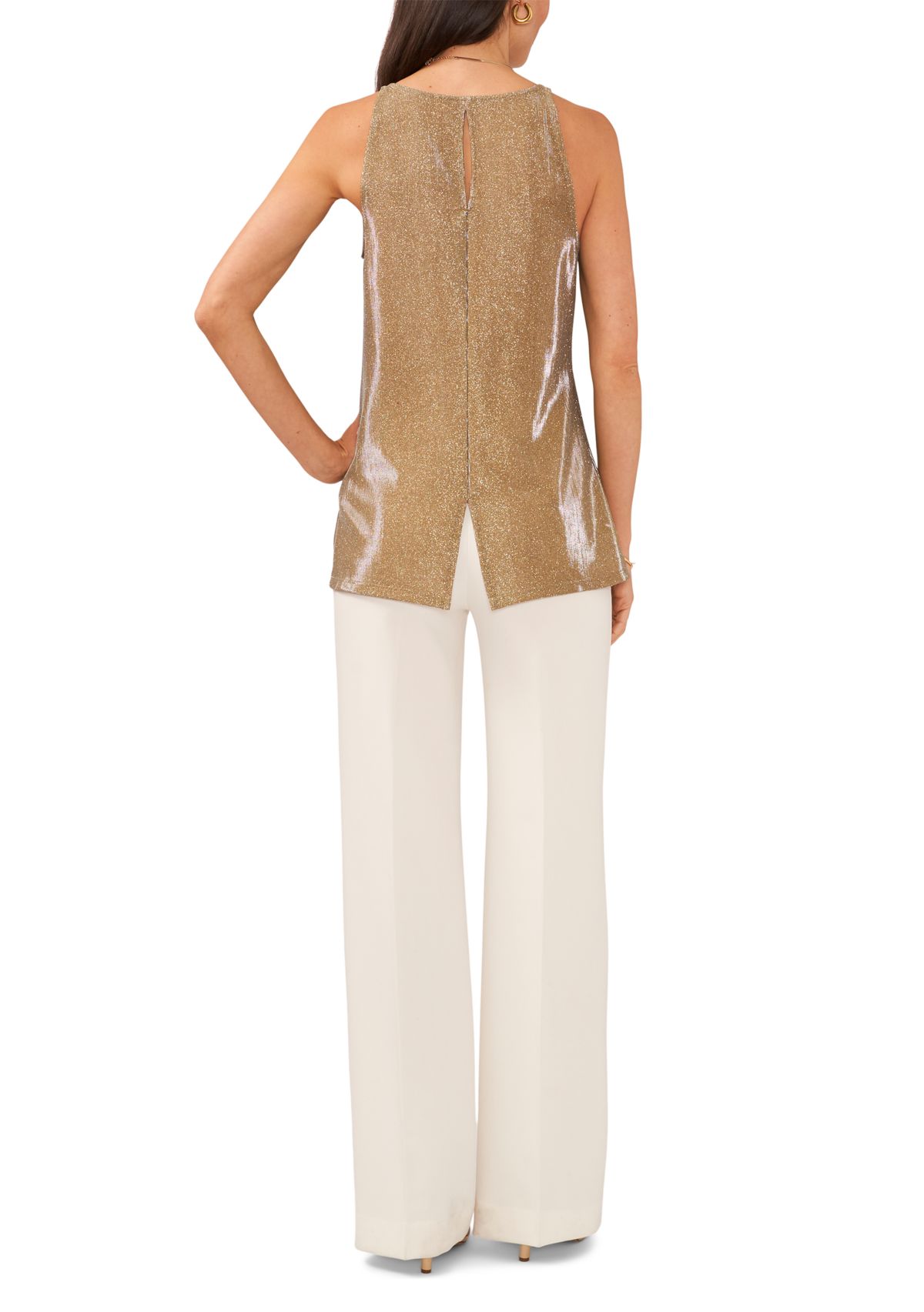 Womens Sleeveless Shimmer Tank Top
