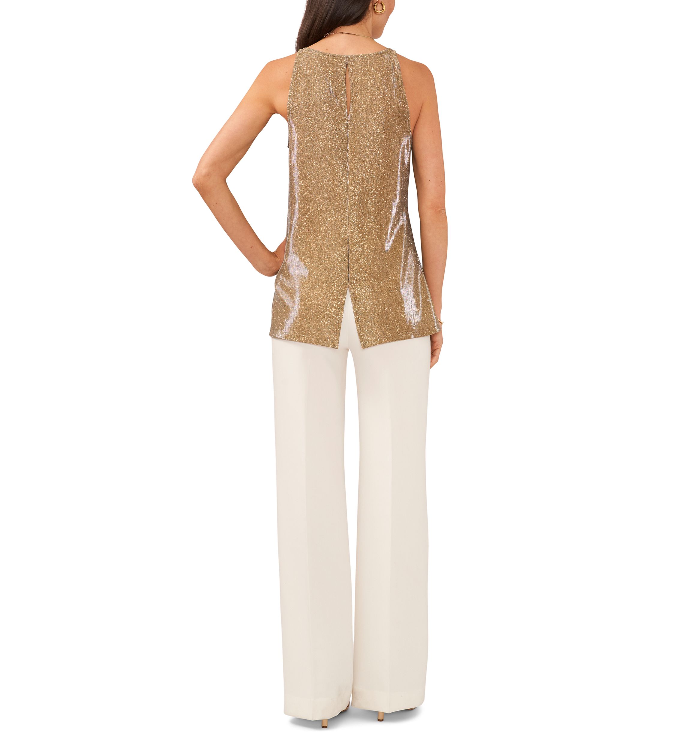 Womens Sleeveless Shimmer Tank Top