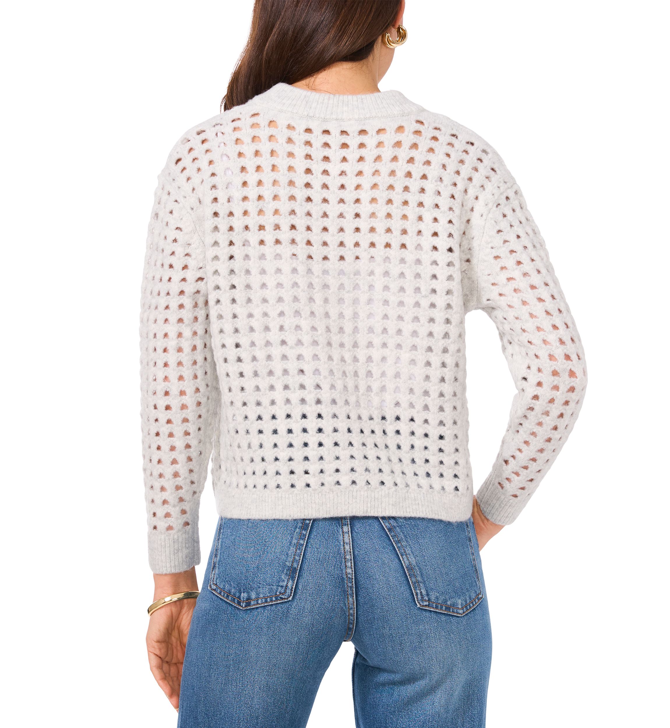 Womens Long Sleeve Lurex Open Stitch Cardigan