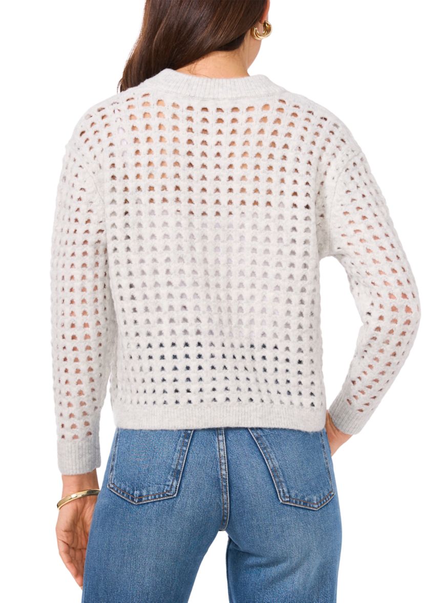 Womens Long Sleeve Lurex Open Stitch Cardigan