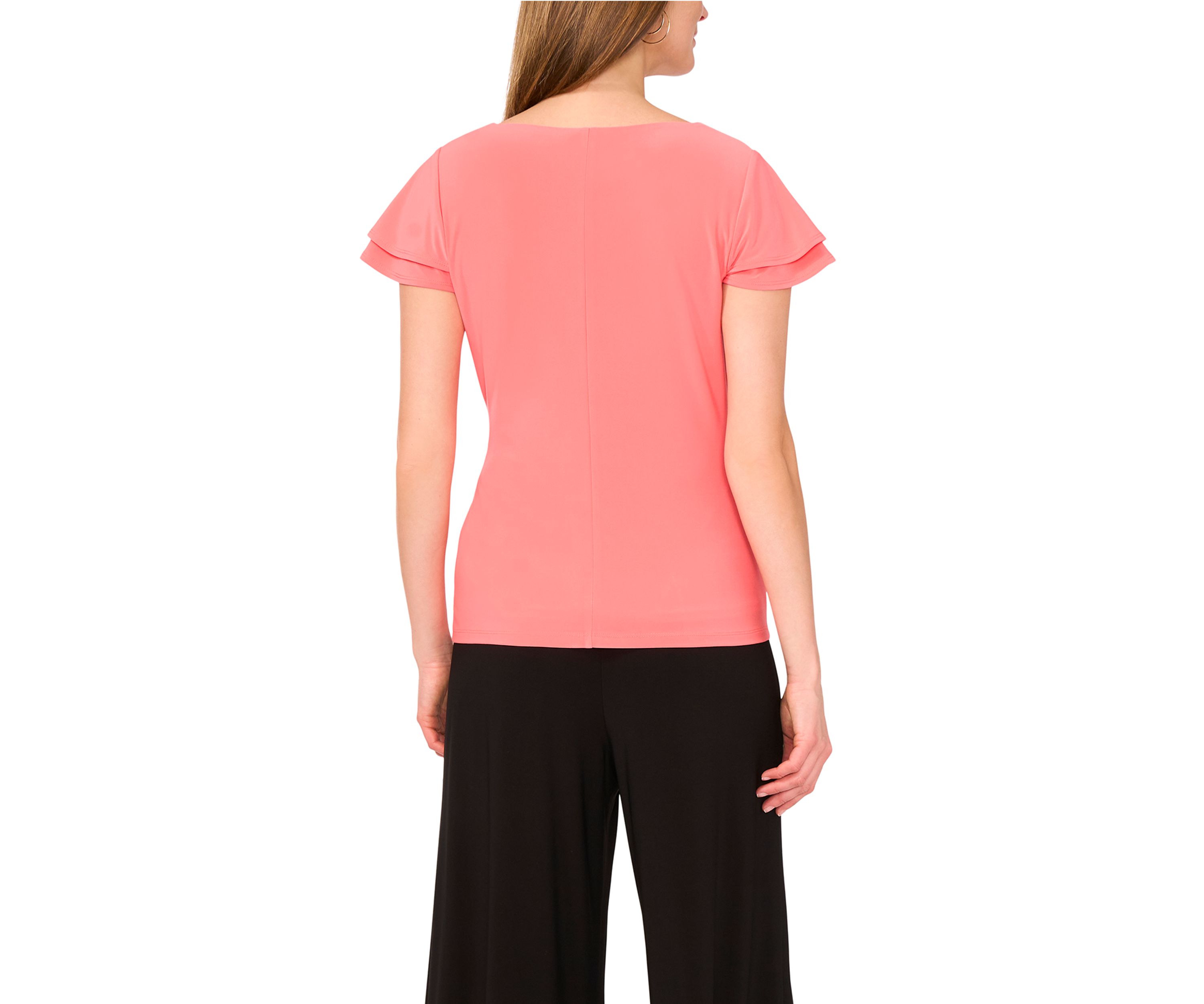 Womens Flutter Sleeve Wrap Top