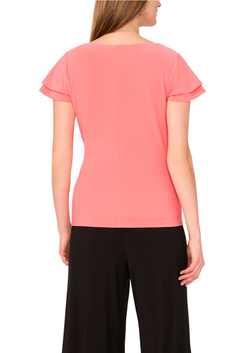 Womens Flutter Sleeve Wrap Top