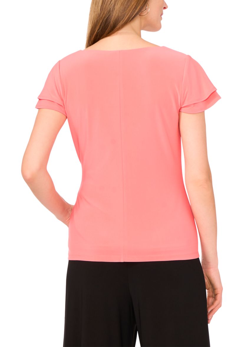 Womens Flutter Sleeve Wrap Top