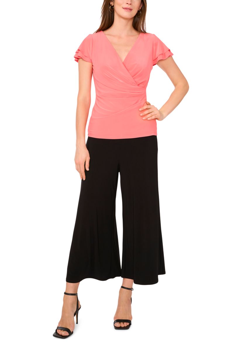 Womens Flutter Sleeve Wrap Top