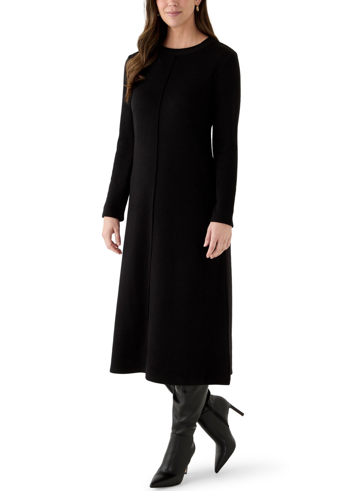 Womens Ribbed Sweater Midi Dress