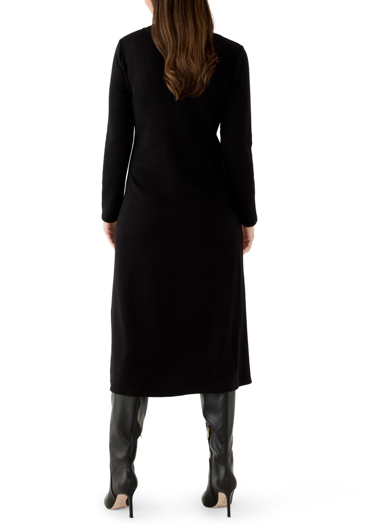 Womens Ribbed Sweater Midi Dress
