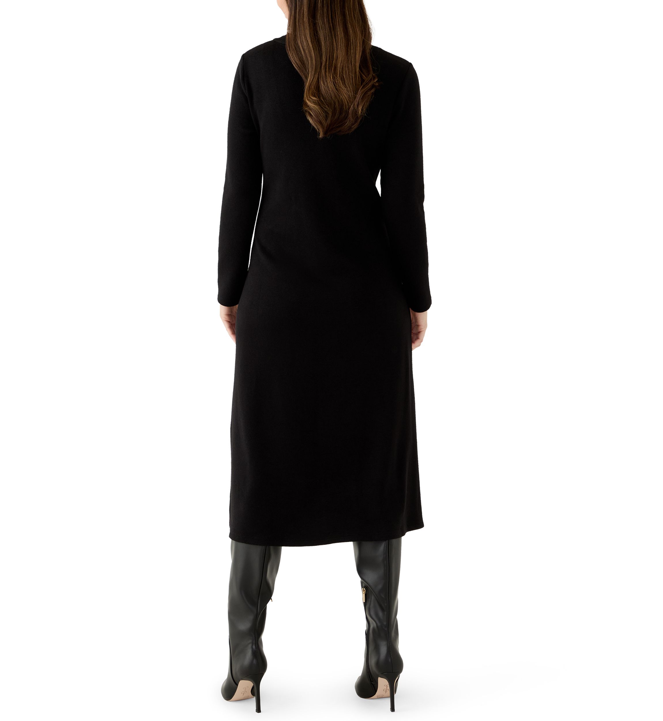 Womens Ribbed Sweater Midi Dress